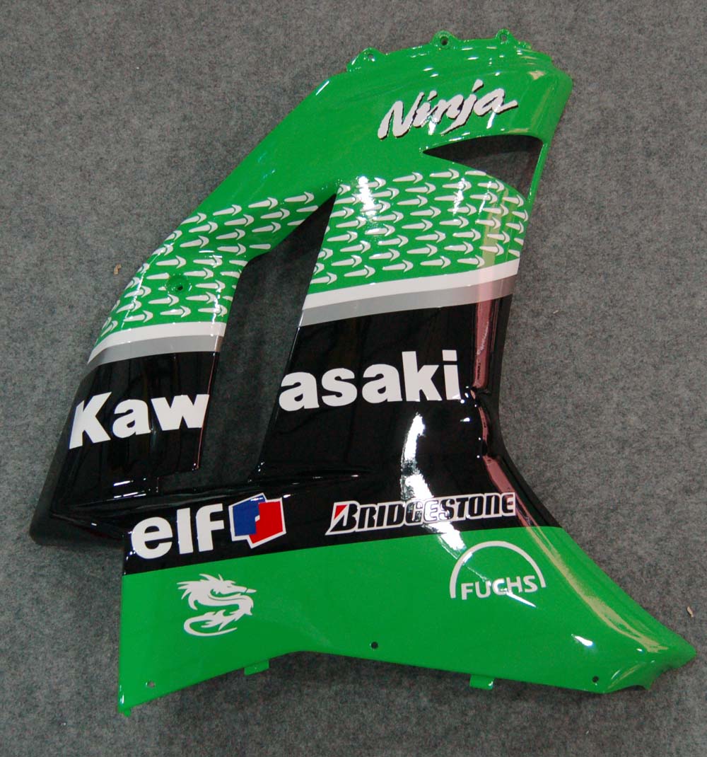 2007-2008 Kawasaki ZX6R ZX636 stroomlijnkappen Groen Zwart ZX6R Racing Generiek