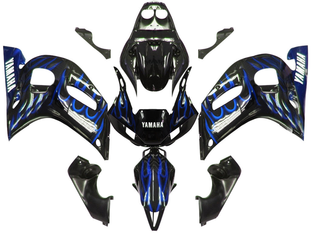 1998-2002 Yamaha YZF-R6 Black & Blue Flame Racing Fairings Generic