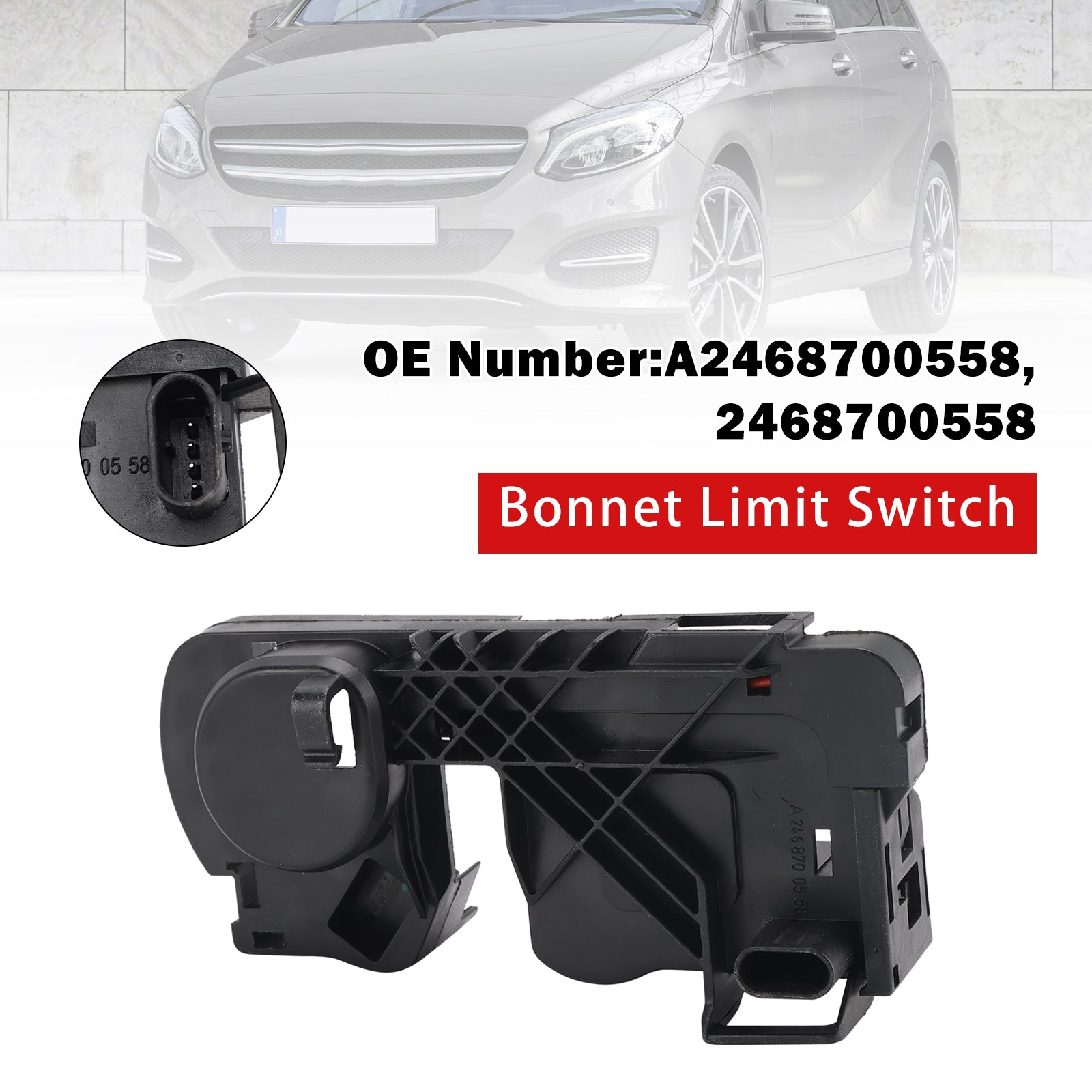 Motorkapbegrenzer A2468700558 voor Mercedes-Benz W176 C117 X117 X156 2011-19