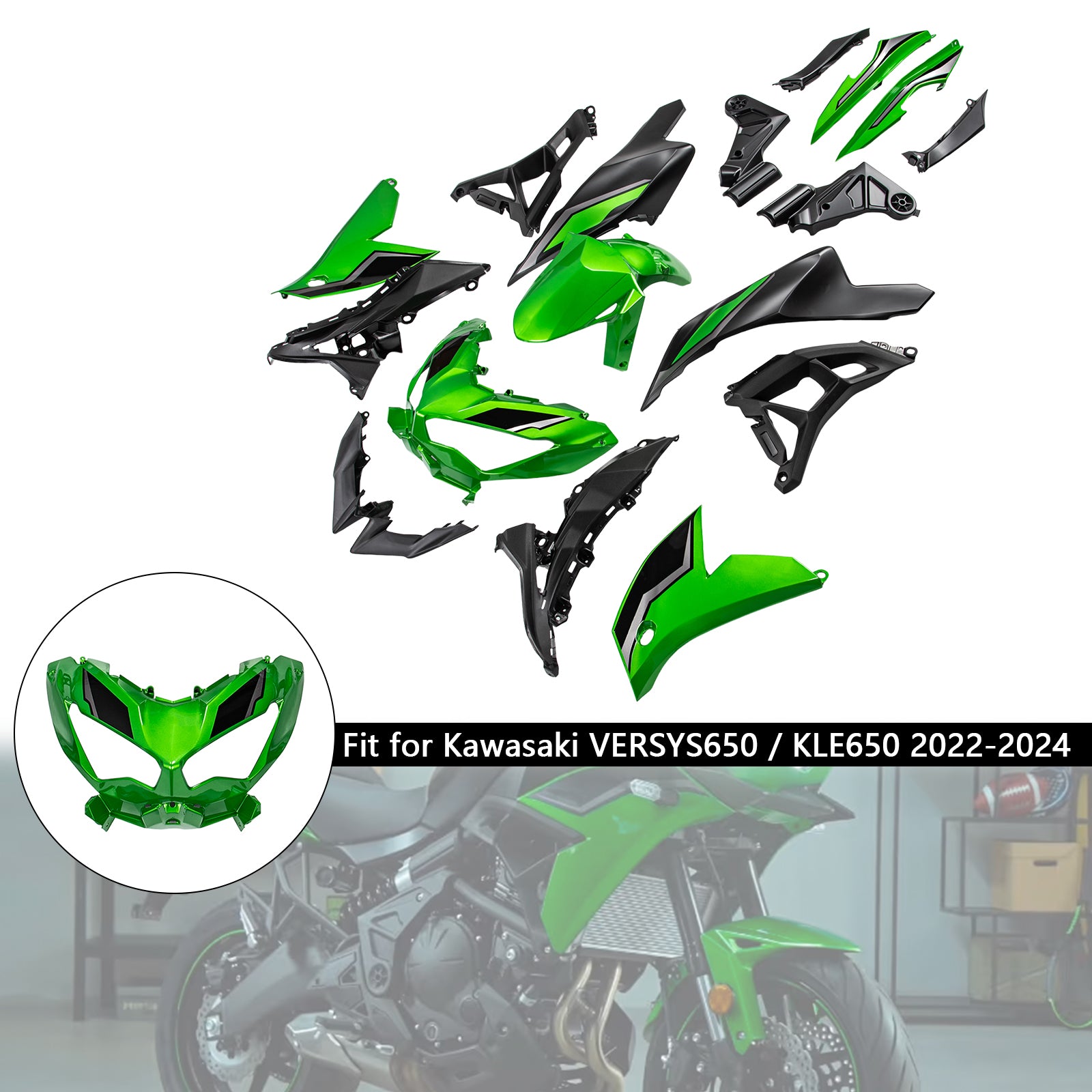 2022-2024 Kawasaki VERSYS 650 KLE Injection ABS Bodywork Fairing Kit 02#