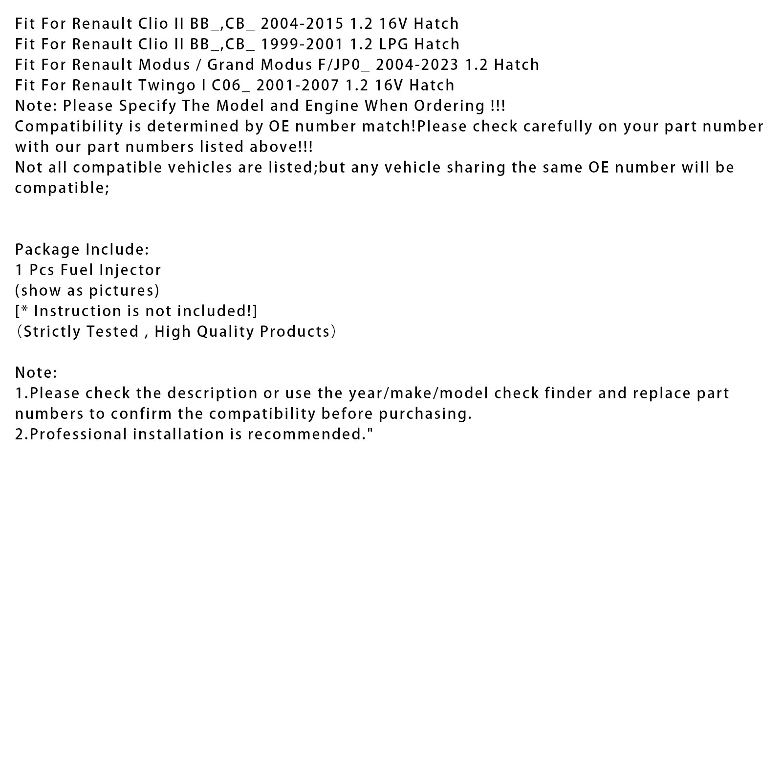 1Pcs Fuel Injector For Dacia Sandero Renault Clio III 0280158046 8200292590