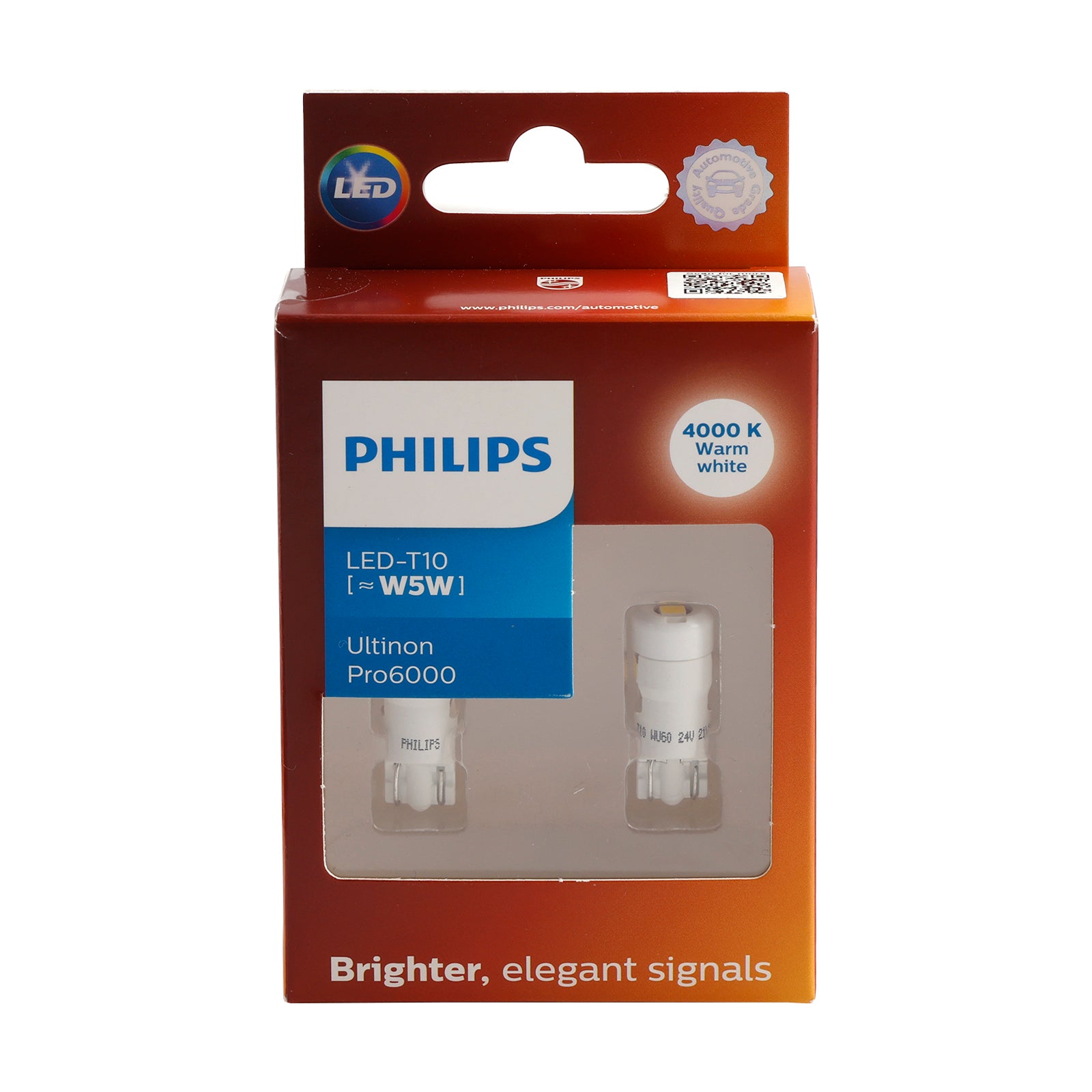 Bilbelysning LED-T10 Ultinon Pro6000 W5W 24961WU60 4000K 24V För PHILIPS