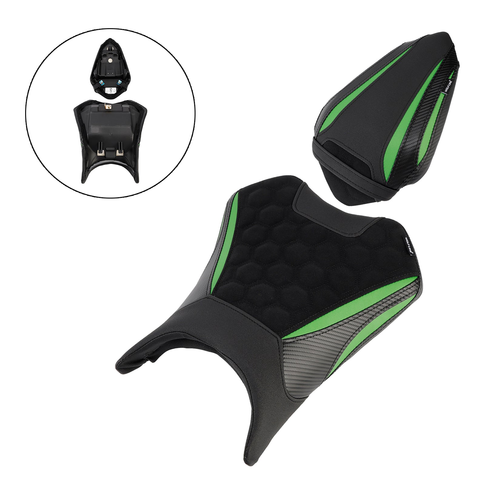 Front&Rear Raider Passenger Cushion Kit Black2 For Kawasaki Ninja 500 Z500 24-25