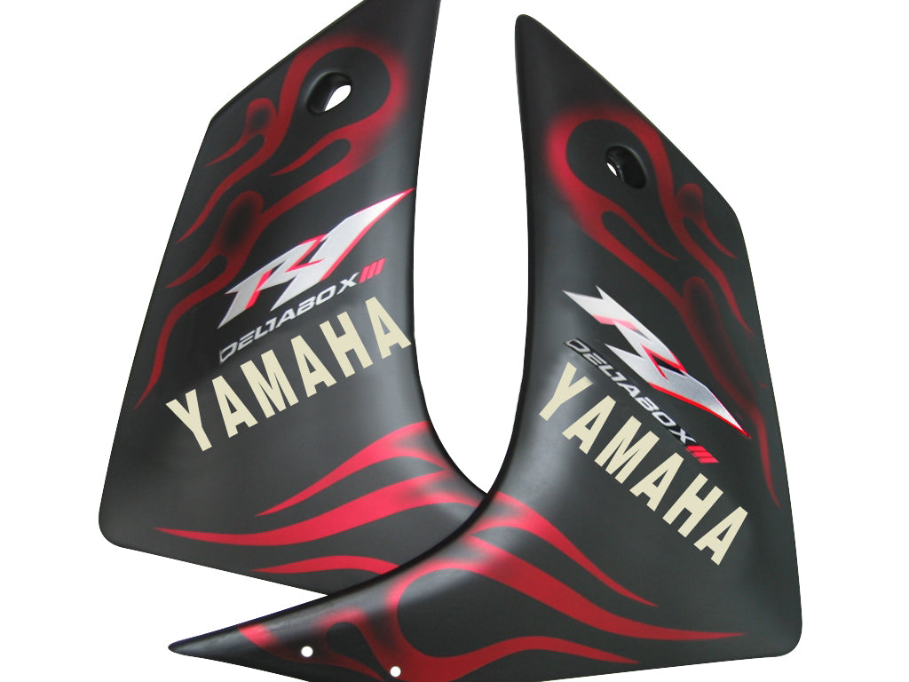 2007-2008 Yamaha YZF-R1 Carénages de course noir mat et flamme rouge générique