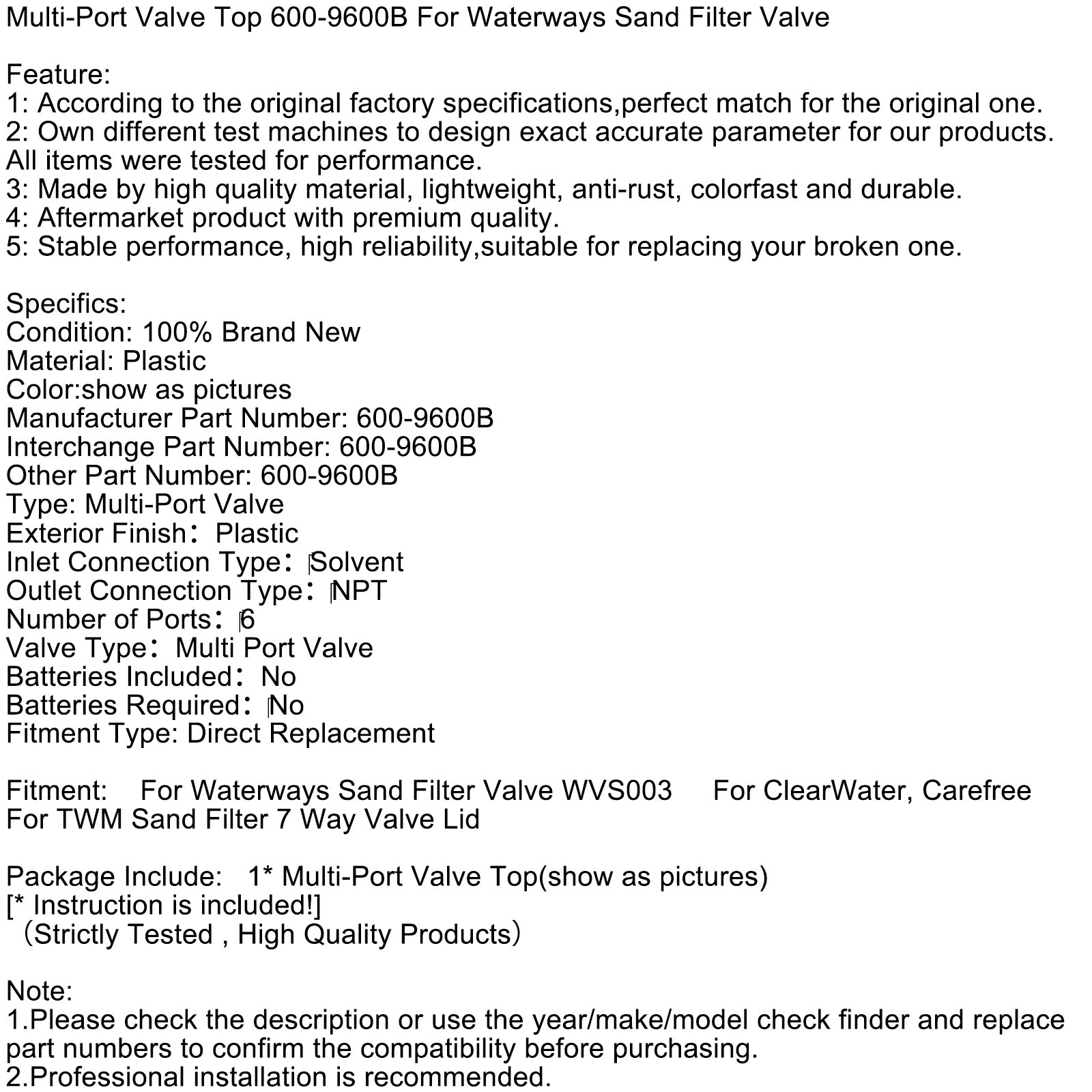 Viac portov ventilu Top 600-9600B pre vodné toky piesočného filtra ventilu