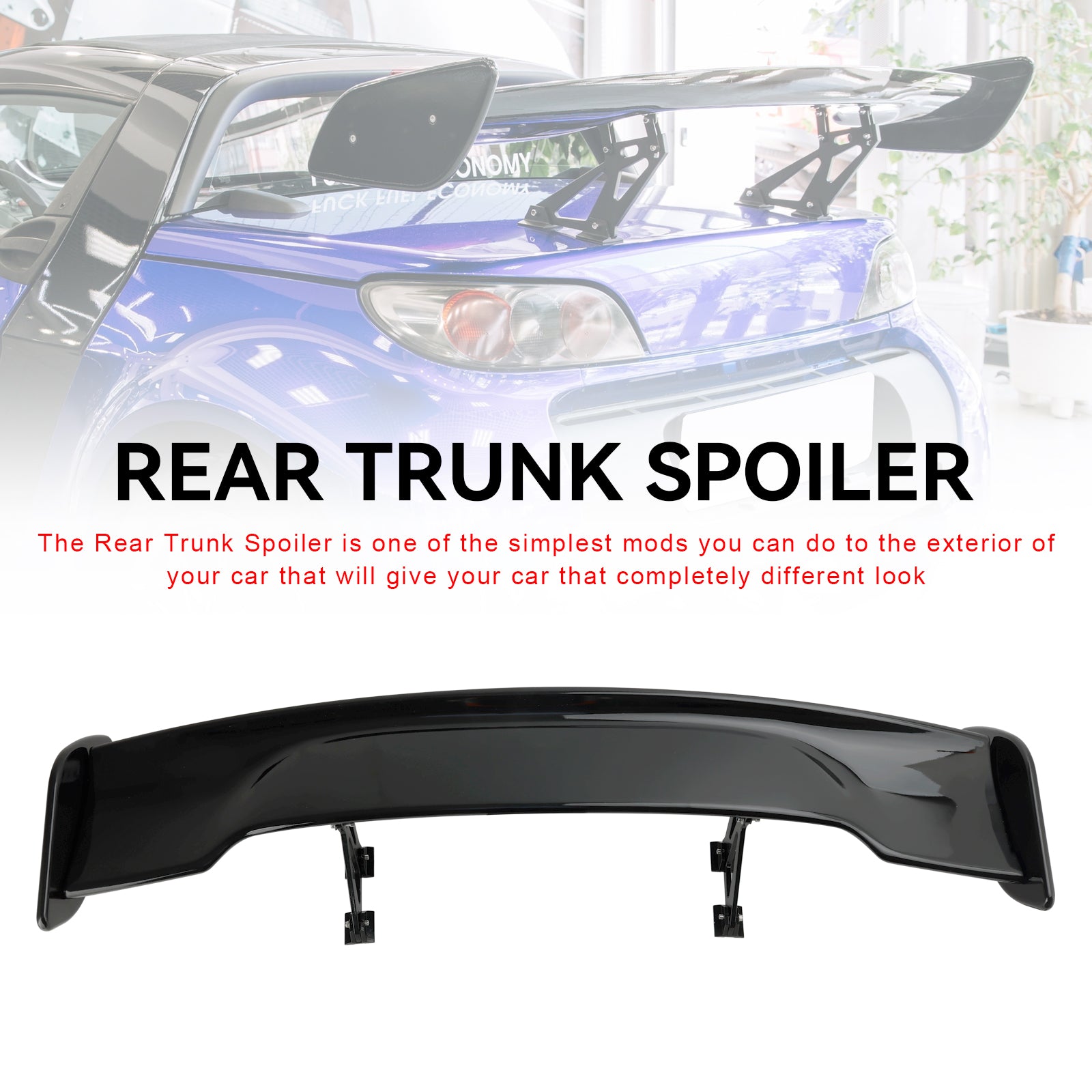 57 "145 cm Universal Racing Estilo GT Down Force Trunk Spoiler Asa Preto Brilhante