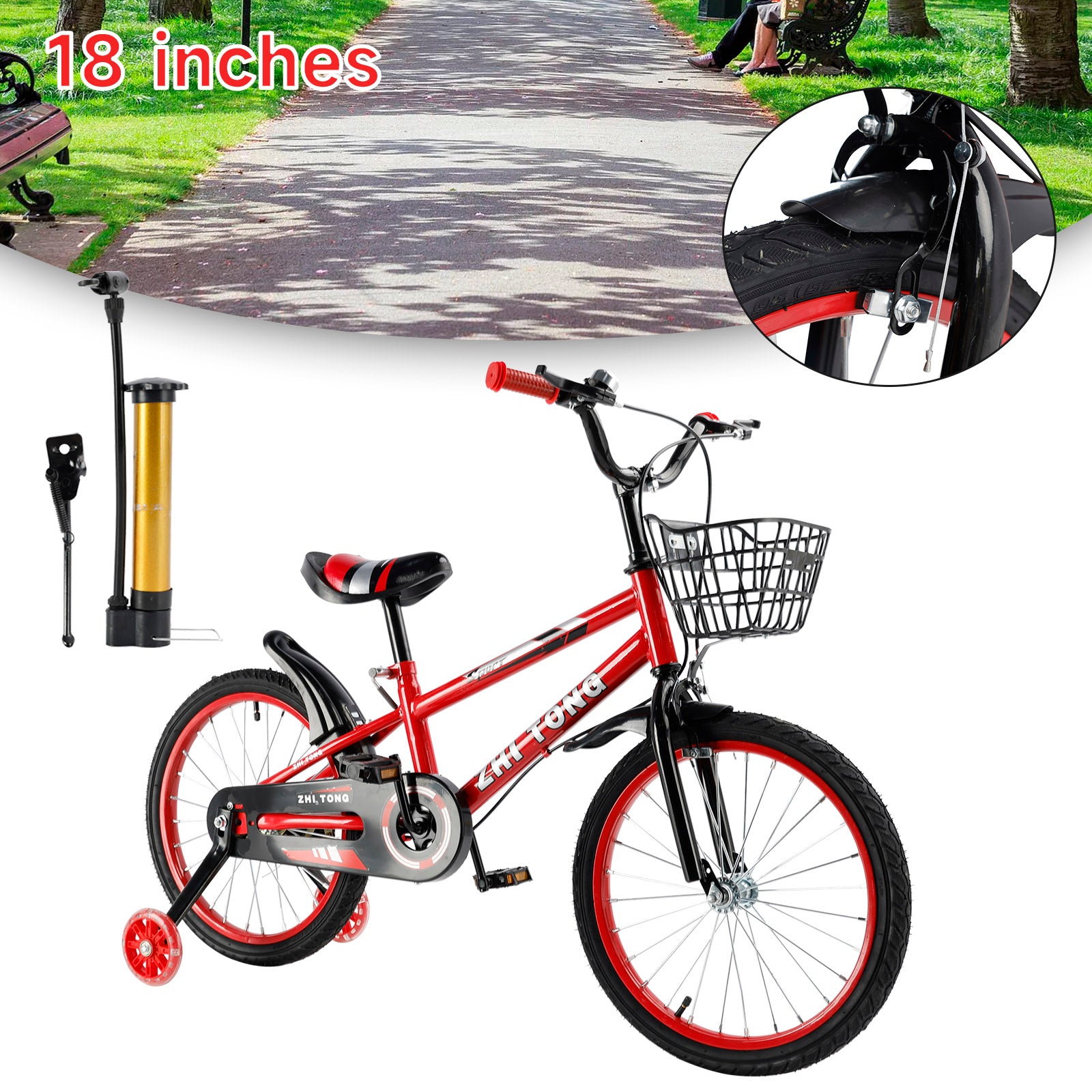 18 inches Kid's Bike Child Bicycle Boys and Girls with auxiliary wheels