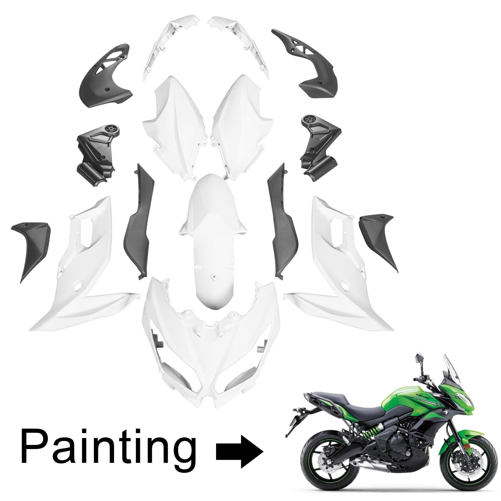 2015-2021 Kawasaki Versys 650 Amotopart vstrekovacia kapotážová kapota karosérie Bodywork plast ABS #102