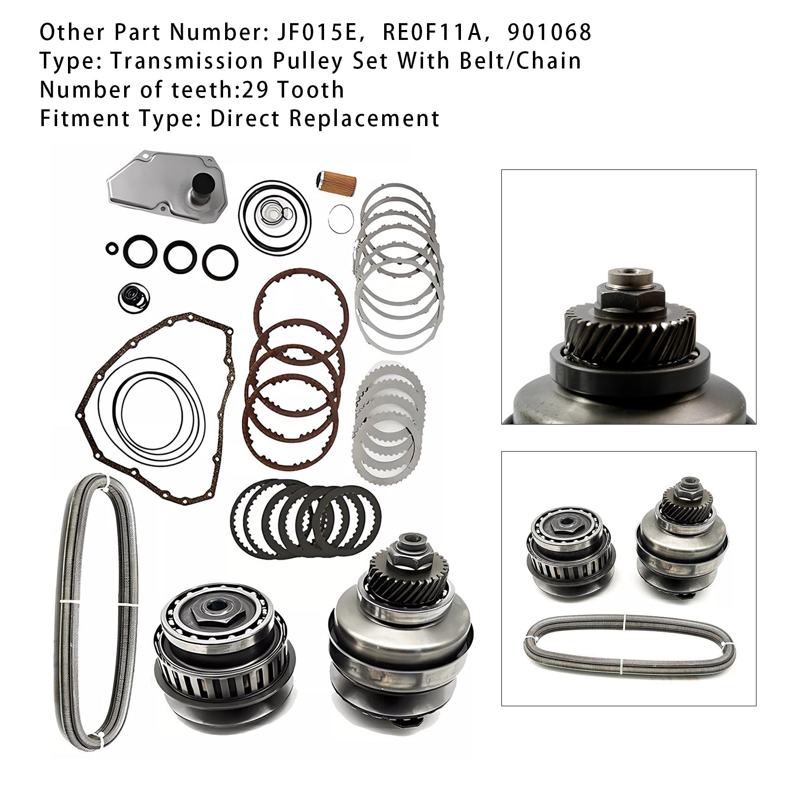 Kit de reconstrucción de transmisión maestra para Suzuki Swift L4 1.2L 1.3L 1.4L 2011-2015 & Polea con correa JF015E RE0F11A 29T