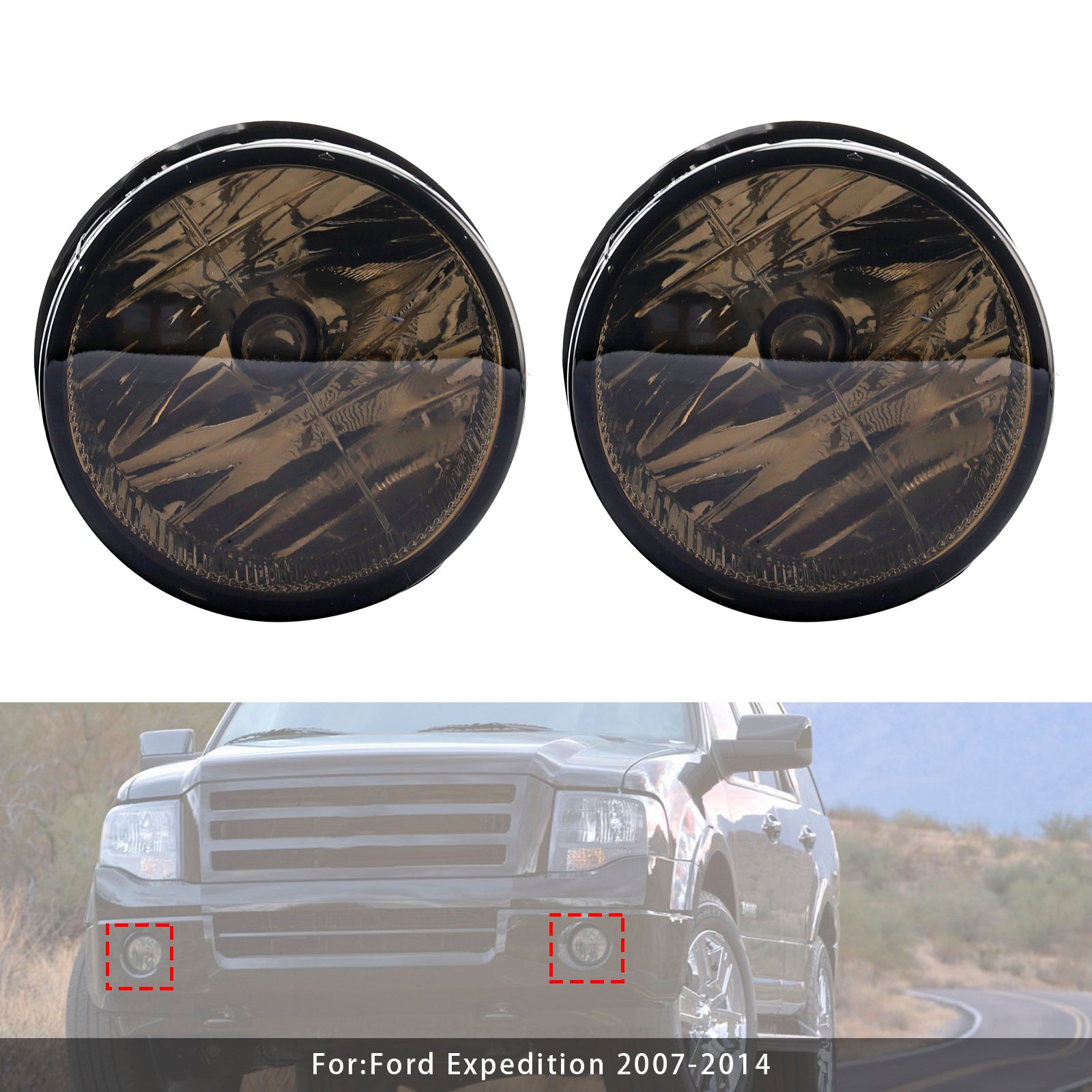 Pair Front Fog Light Lamps With Bulbs For Ford Expedition 2007-2014 Smoked Lens