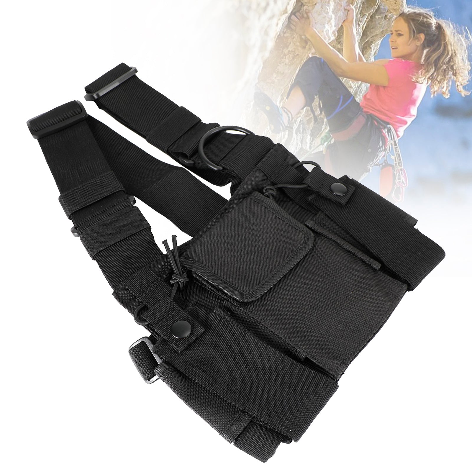 New Tactical Black Multifunctional Chest Harness Bag for Field Operations Radio