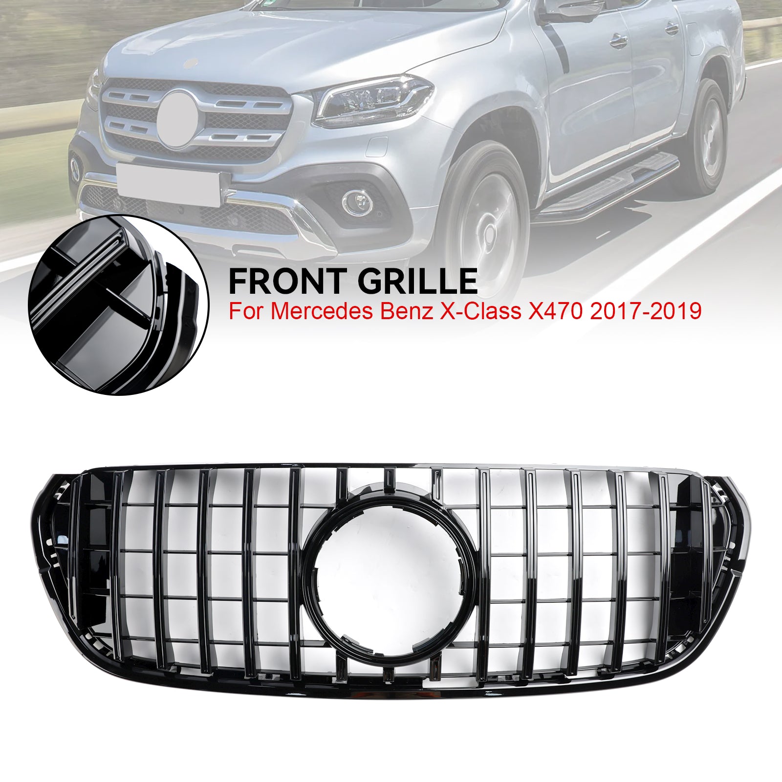 2017-2019 Mercedes Benz X-Class X470 Black Front Bumper Grille Grill