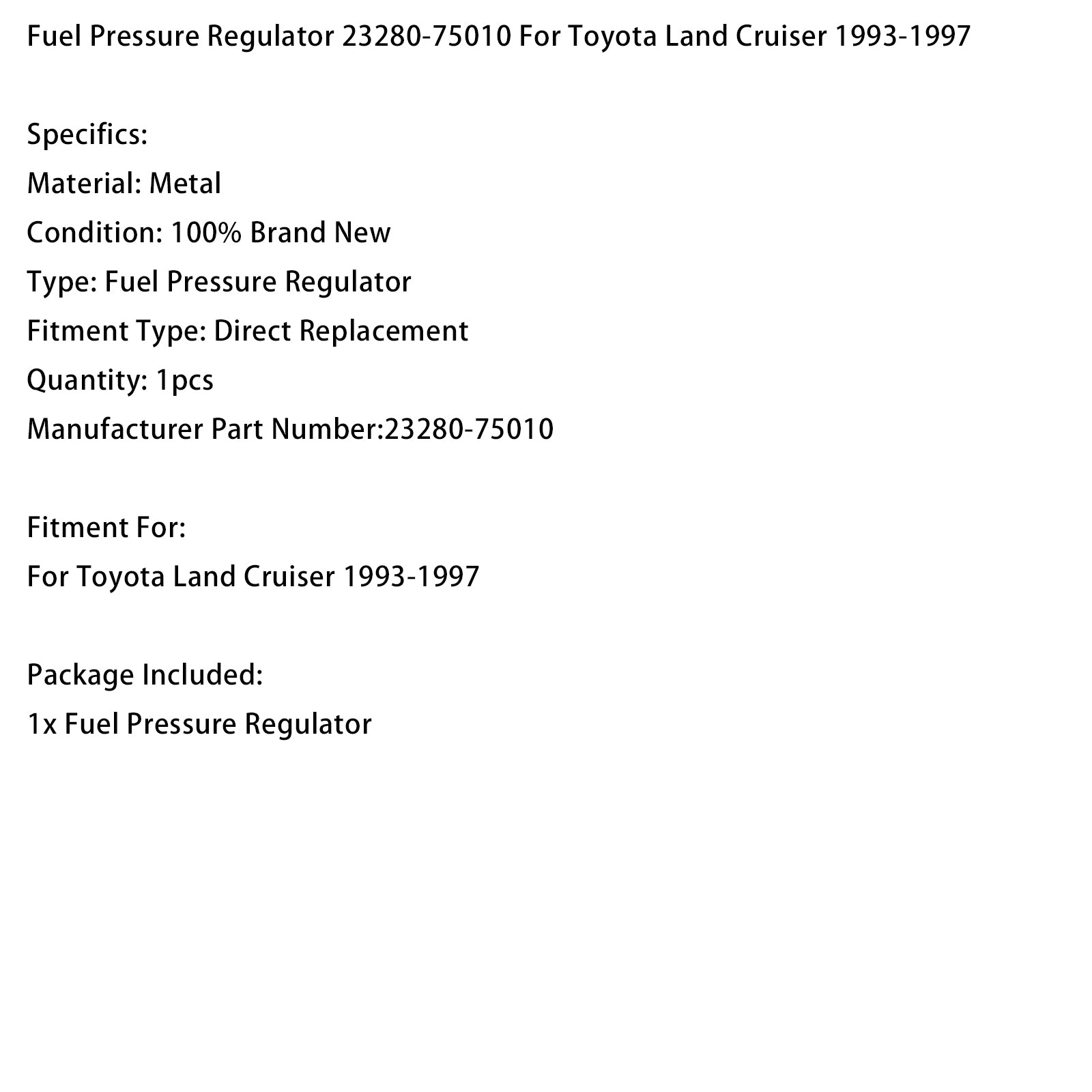 1993-1997 Toyota Land Cruiser Fuel Pressure Regulator 23280-75010