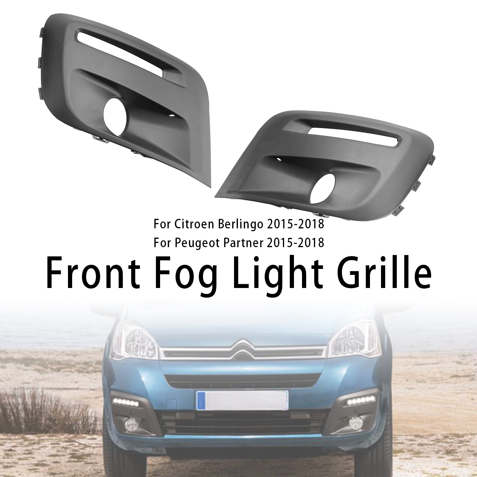 Front Bumper Foglight Grille Fit Citroen Berlingo Fit Peugeot Partner 2015-18