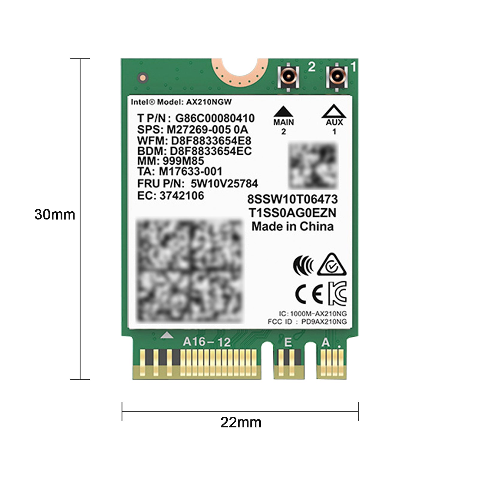 AX210-modul Bluetooth 5374Mbps høyhastighets gigabit nettverkskort støtter wifi6
