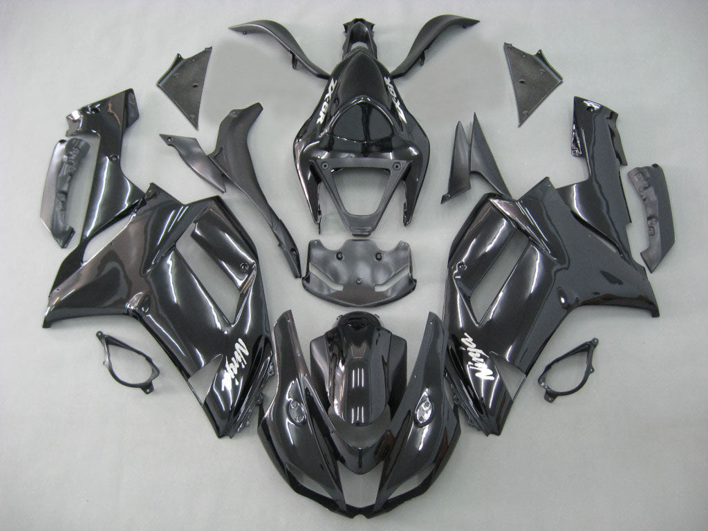 2007-2008 Kawasaki ZX6R ZX636 Fairings Black Ninja Racing Generic