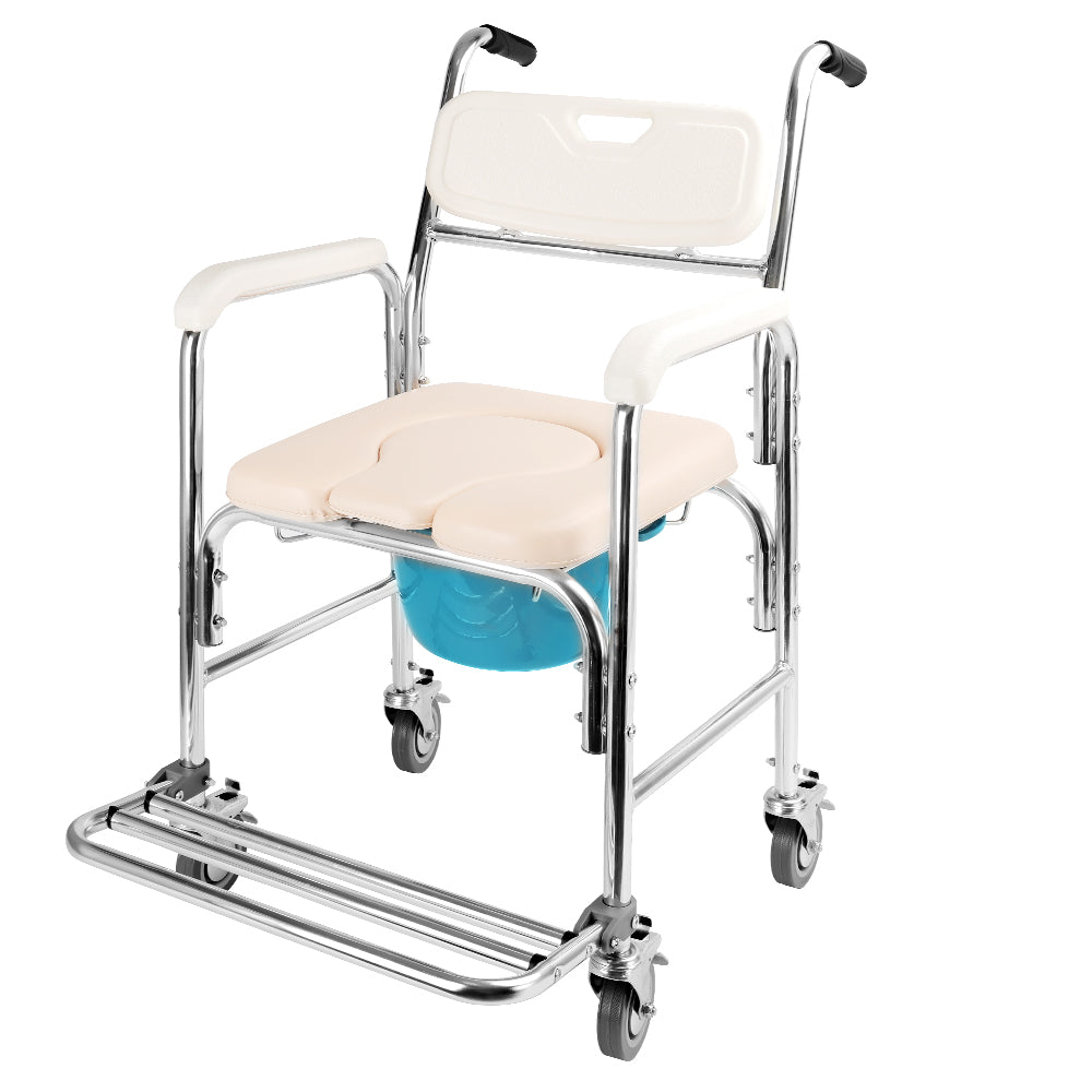 Multifunction Wheeled Mobile Toilet Shower Commode Chair with Wheels For Elderly