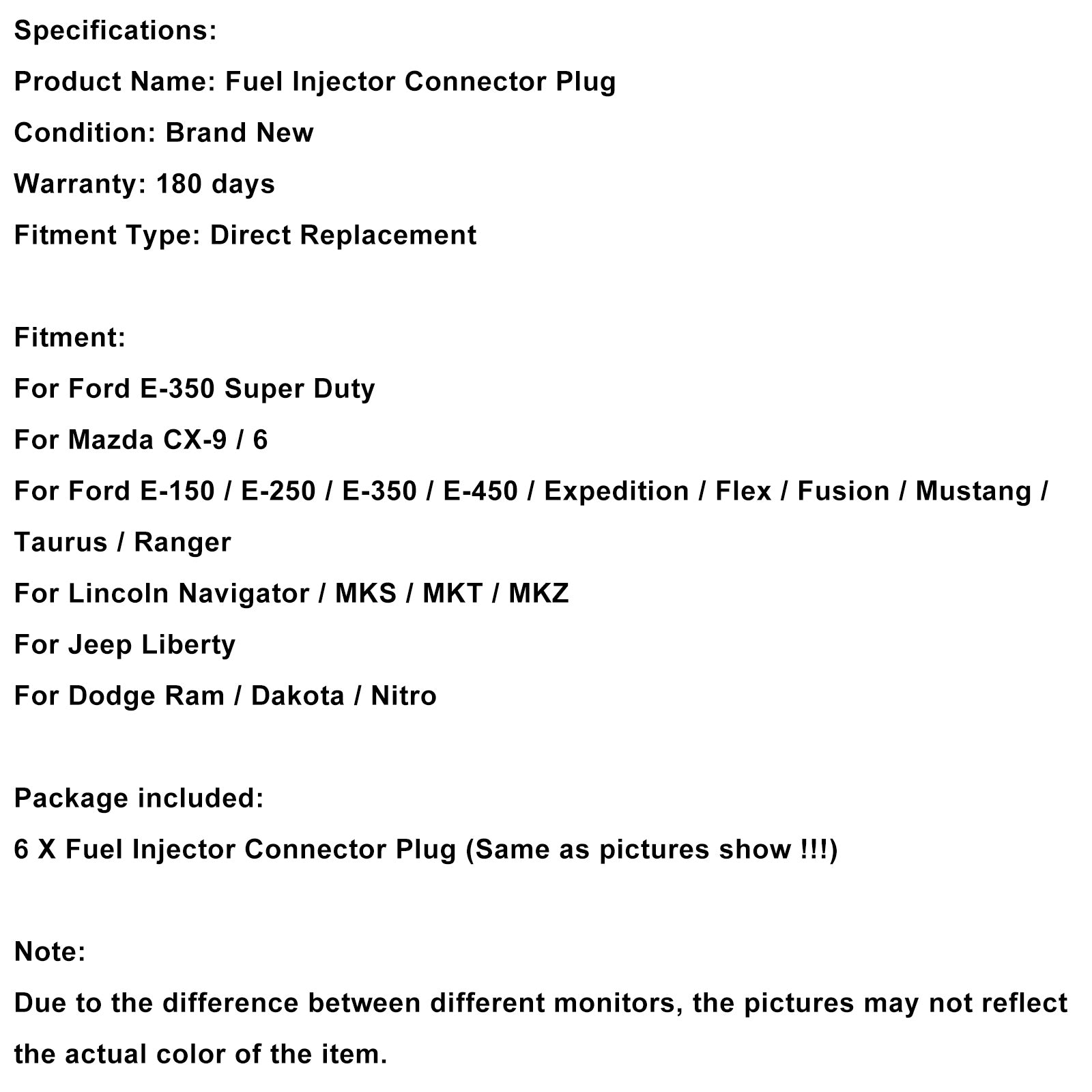 6pcs Injecteur de carburant Connecteur Pignail Pigle Fix de câblage Ford Fit Chevy