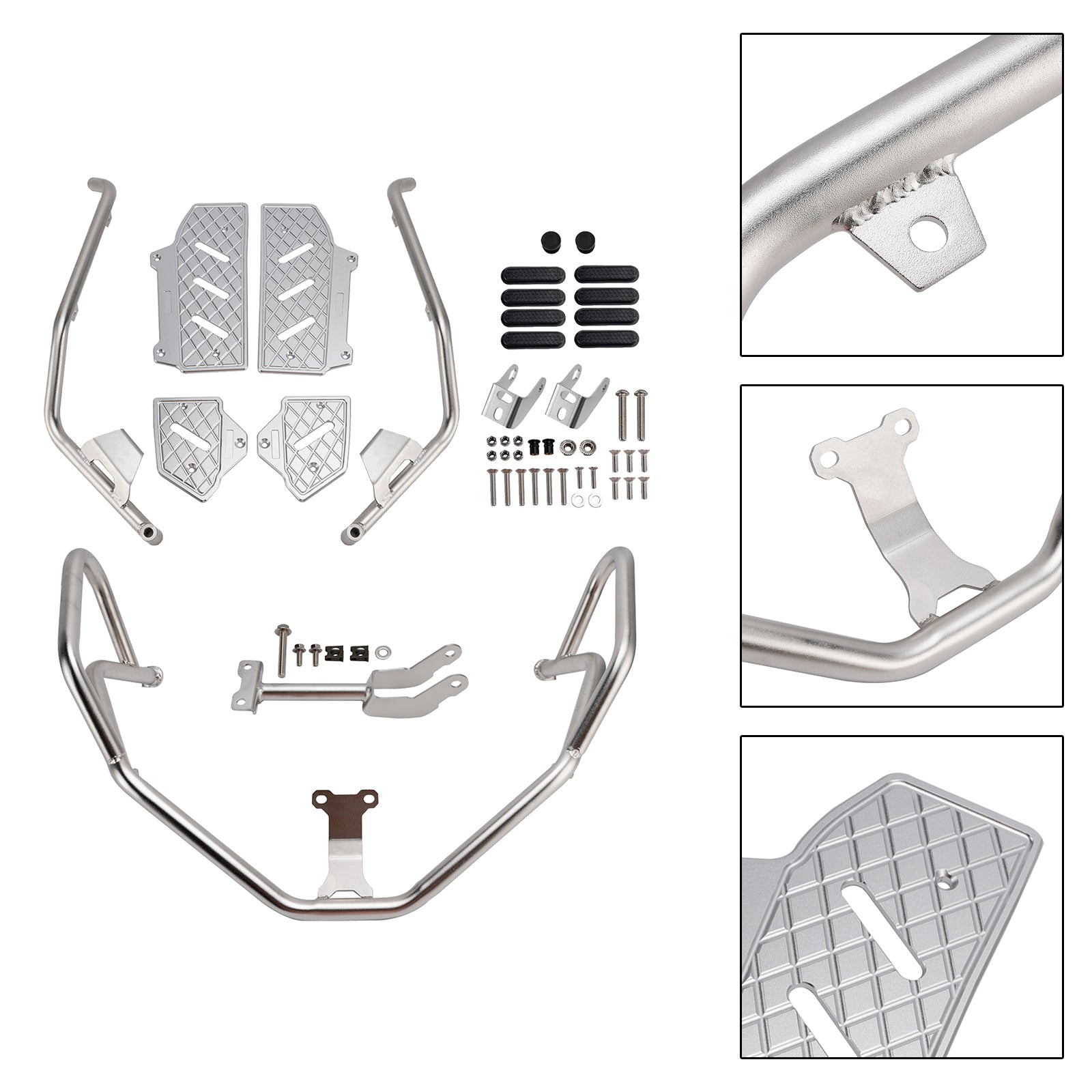 Upper Lower Kit Engine Guard Frame Crash Bar Silver For Honda Adv350 2022-2025
