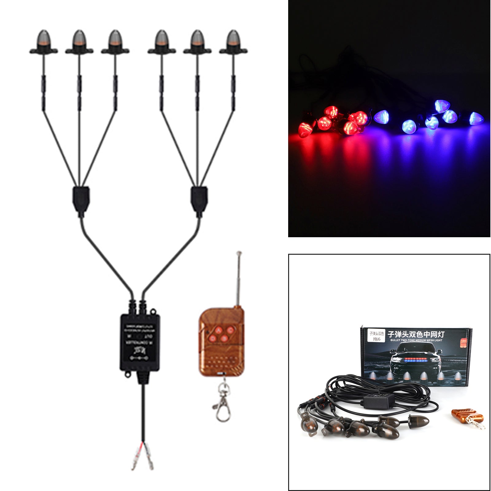 6 pcs de la calandre avant LED clignotant l'éclairage de balle de balle apparence pour la voiture universelle
