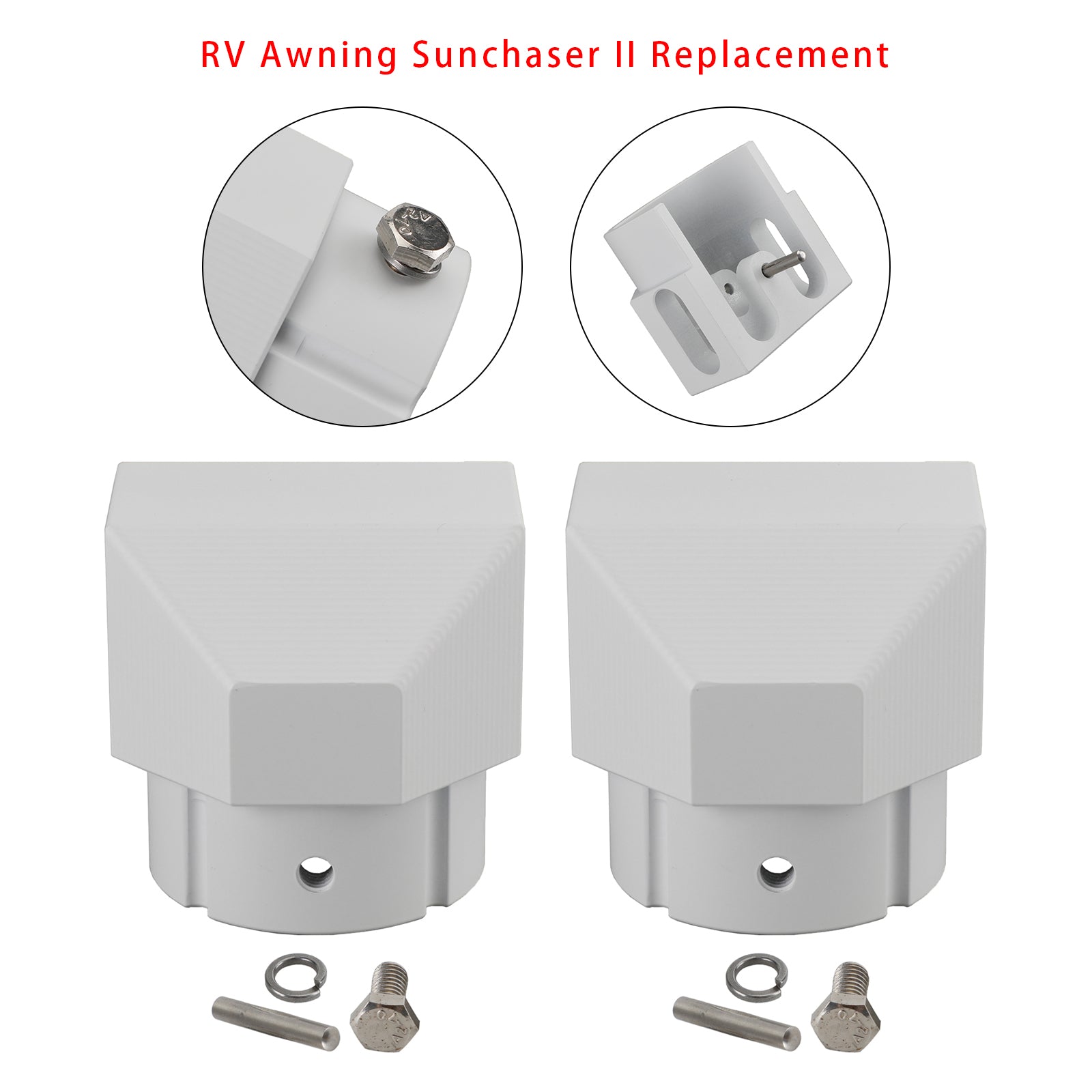 2PCS Alminum Replacement Part End Plug Solid For Dometic SUNCHASER II Awning