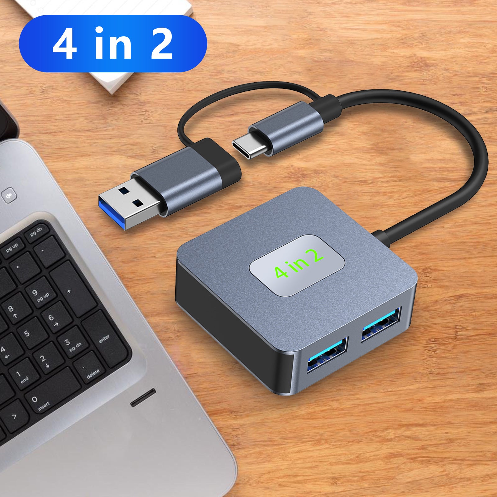 4 in 2 Type-C + USB naar USB3.2*4 Interface Hub Adapter Dock voor MacBook iPad 15