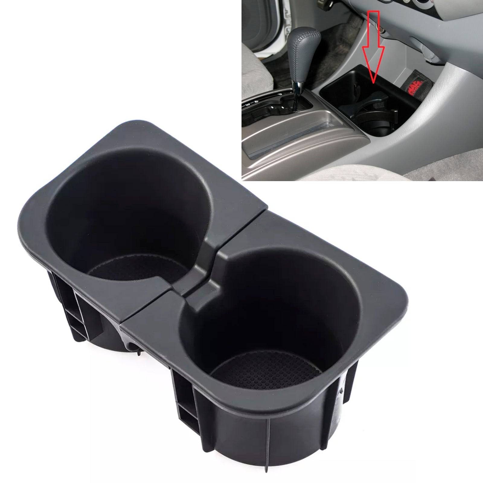2005-2017 Toyota Tacoma 2PCS Right+Left Black Center Console Cup Holder Insert