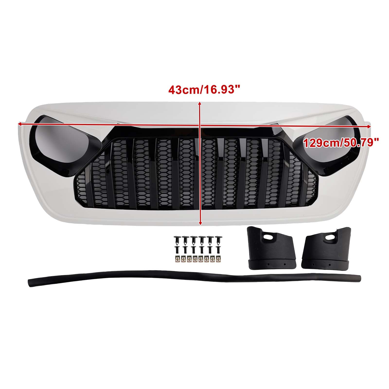 2018-2023 adapté pour Jeep Wrangler JL JT blanc  &  noir calandre avant Vader Grille de pare-chocs