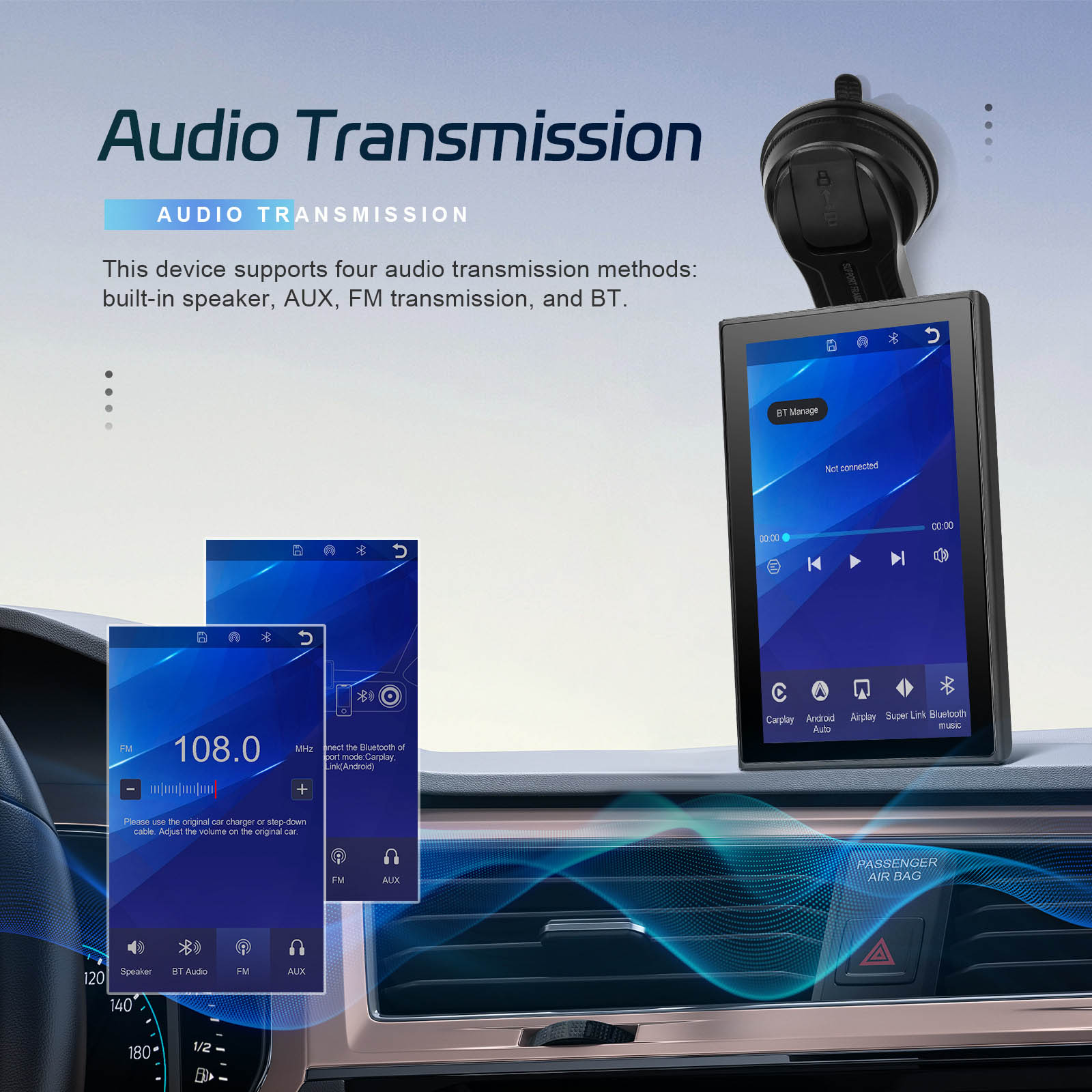 7-inch volledig touchscreen Apple CarPlay Android Auto Switching Display AHD-camera