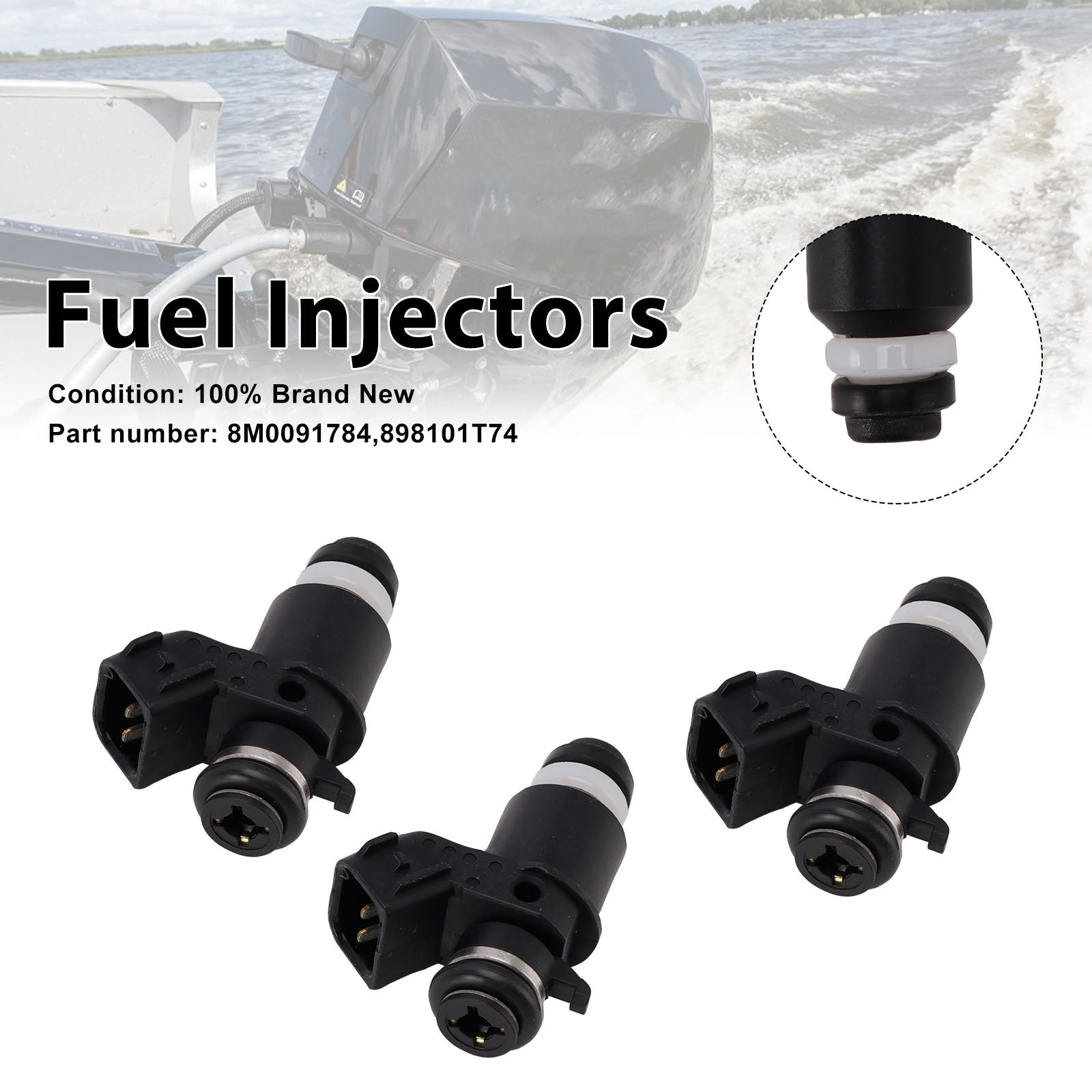 3PC 8M0091784 Fuel Injectors 898101T74 For Mercury Mariner Outboard 25HP 30HP