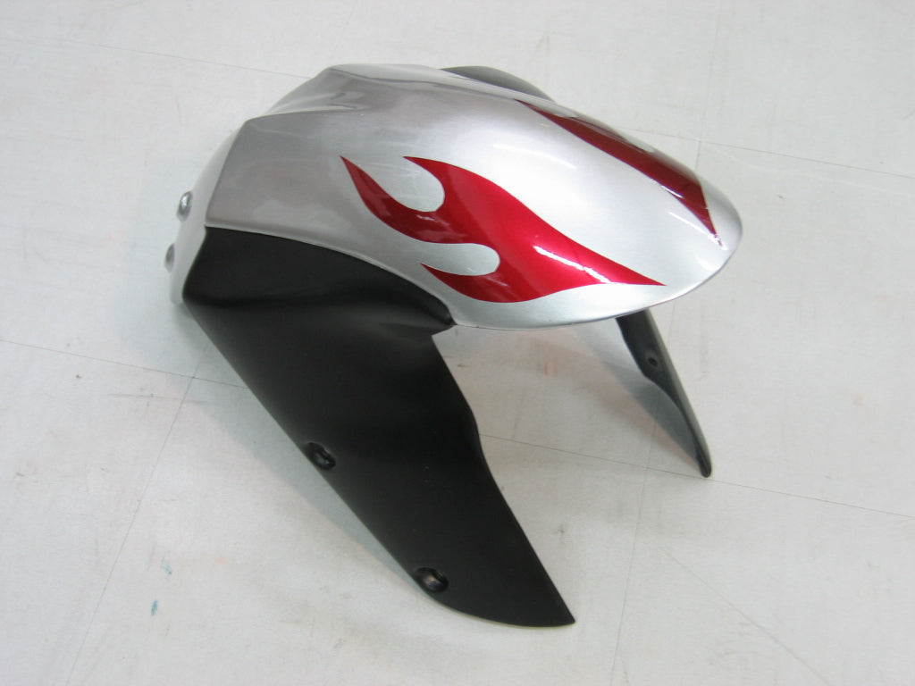 2005-2006 Kawasaki ZX6R 636 Fairings Silver & Red Flame Ninja Racing Generic