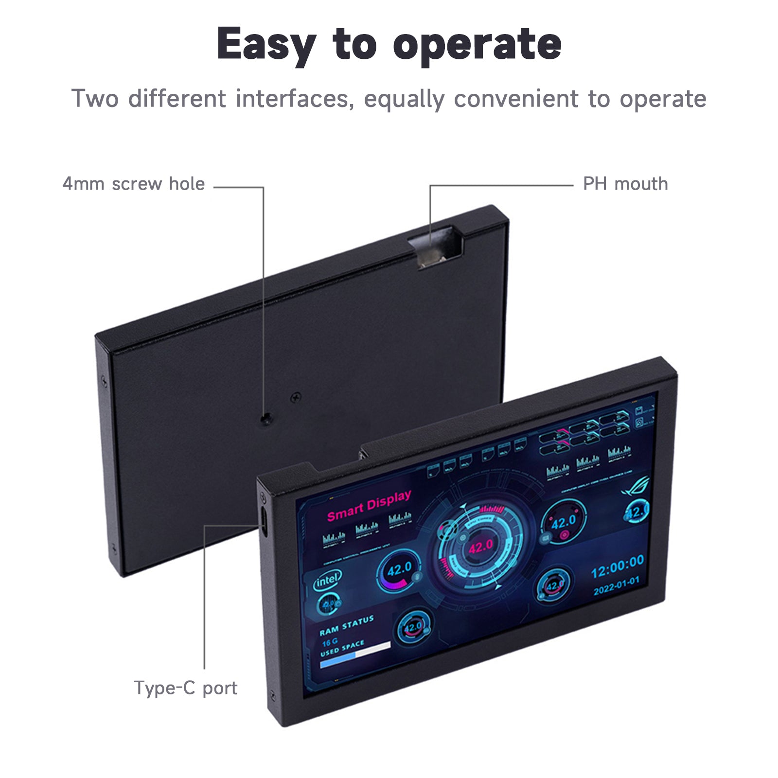 5-inch chassis subscherm IPS HD Smart USB desktop subscherm Type-C computer-pc