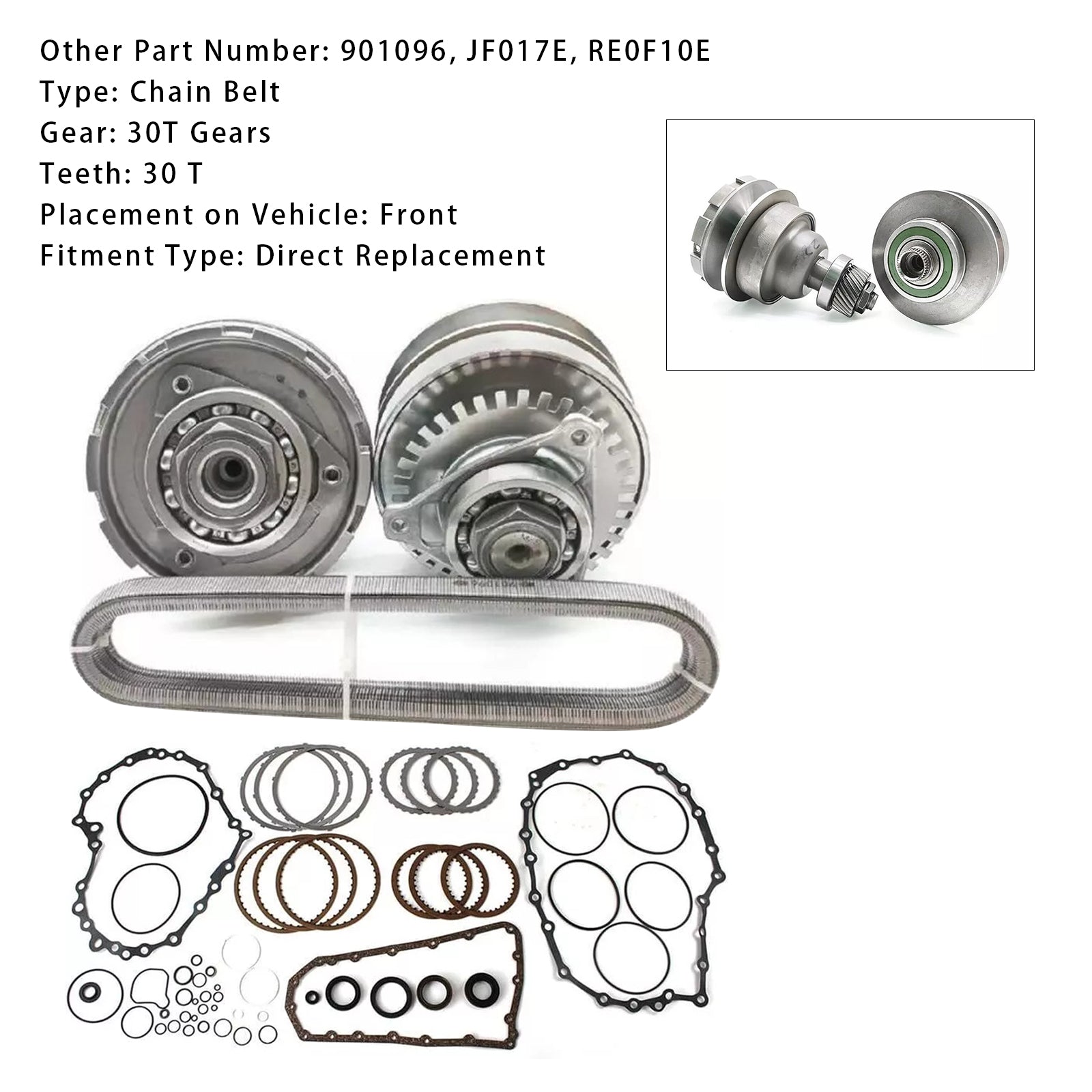 RE0F10E JF017E CVT Transmission Master Rebuild Kit W/Chain Belt 30T For NISSAN