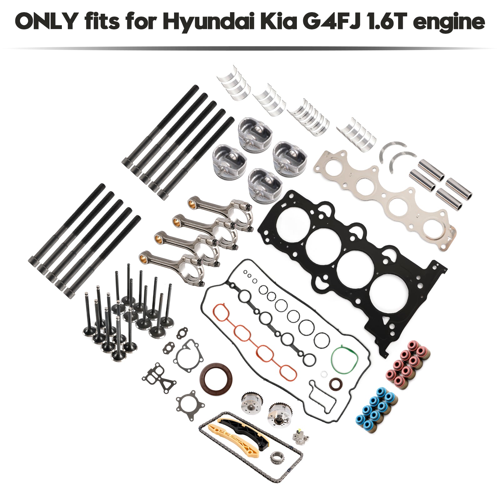 2018�C2022 Hyundai Lafesta G4FJ 1.6T Engine Piston Gasket Valve Bearing Timing Kit w/ Rods 20910-2BU06
