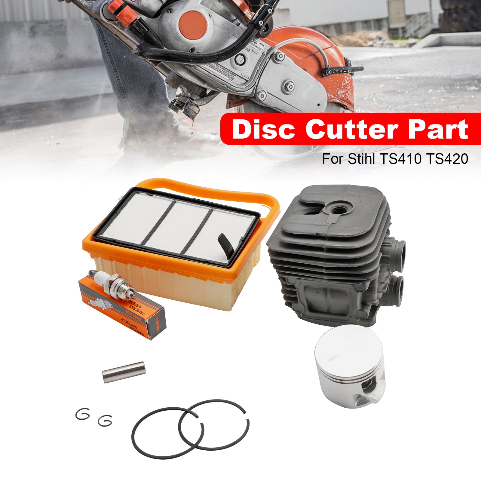 Kit d'entretien cylindre-piston avec filtre à air pour Stihl TS410 TS420