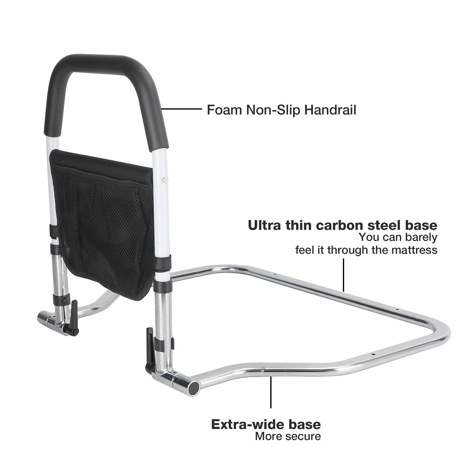 Foldable Bed Rail Safety Assist Handle Hand Guard Grab Bar Elderly Handicap