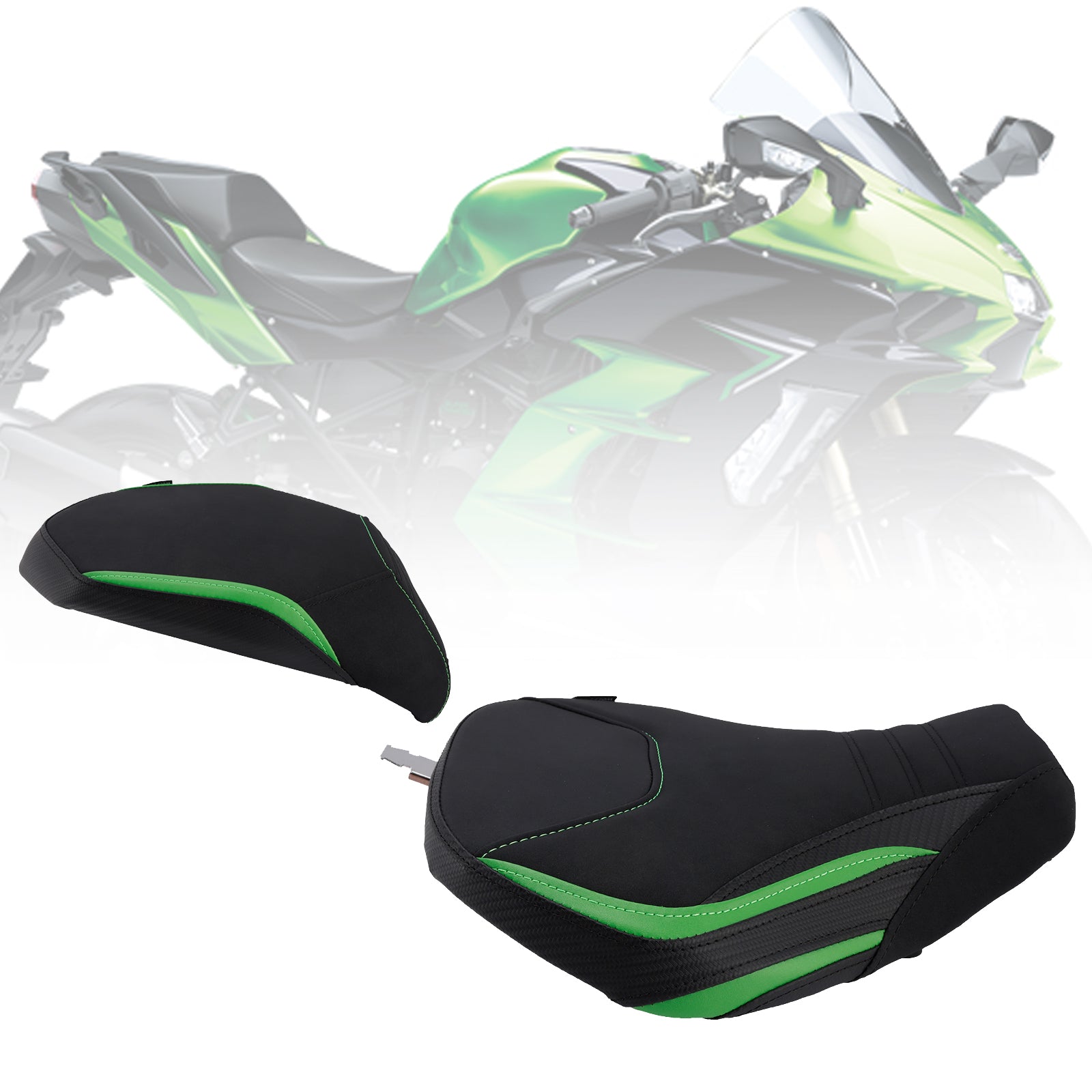 Front&Rear Raider Passenger Cushion Kit Green1 For Kawasaki Ninja H2 Sx 22-25