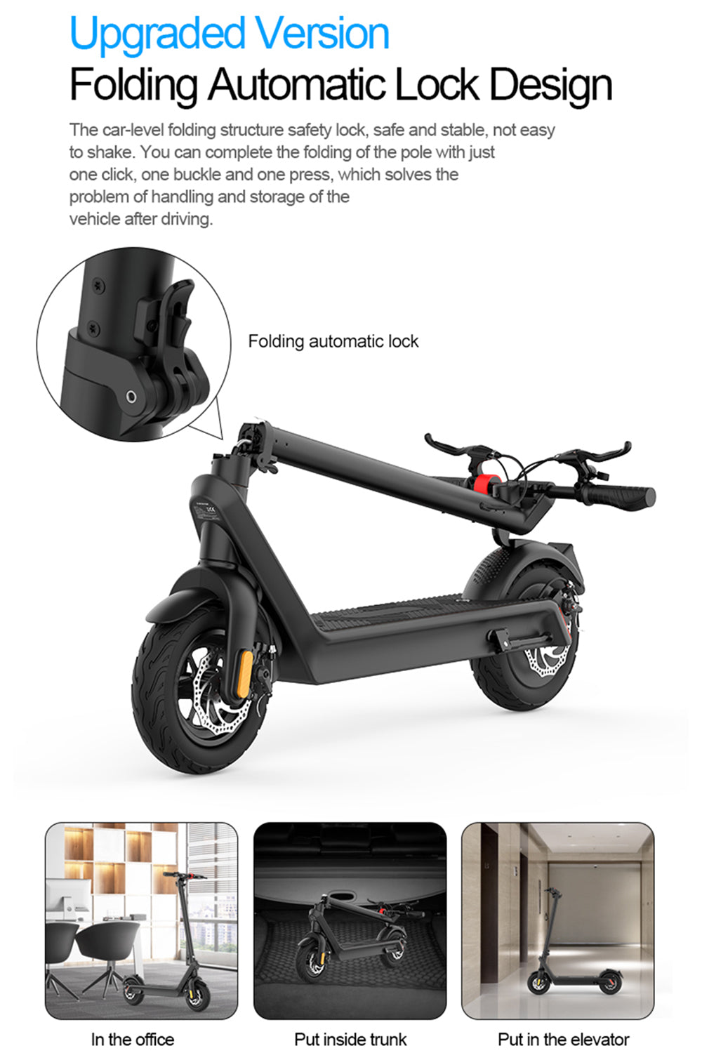 10" Folding Electric Scooter 500W 70KM Range 40km/h For Adult City Commute