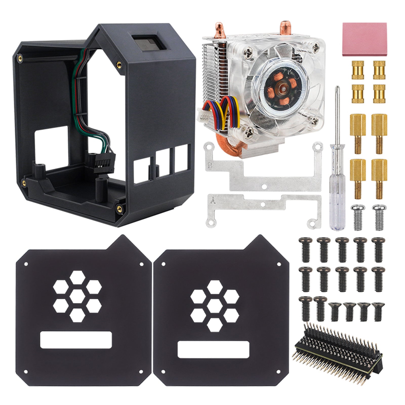 Raspberry Pi 5 verticale torenventilatorset met 0,96 inch OLED-schermradiatorbehuizing