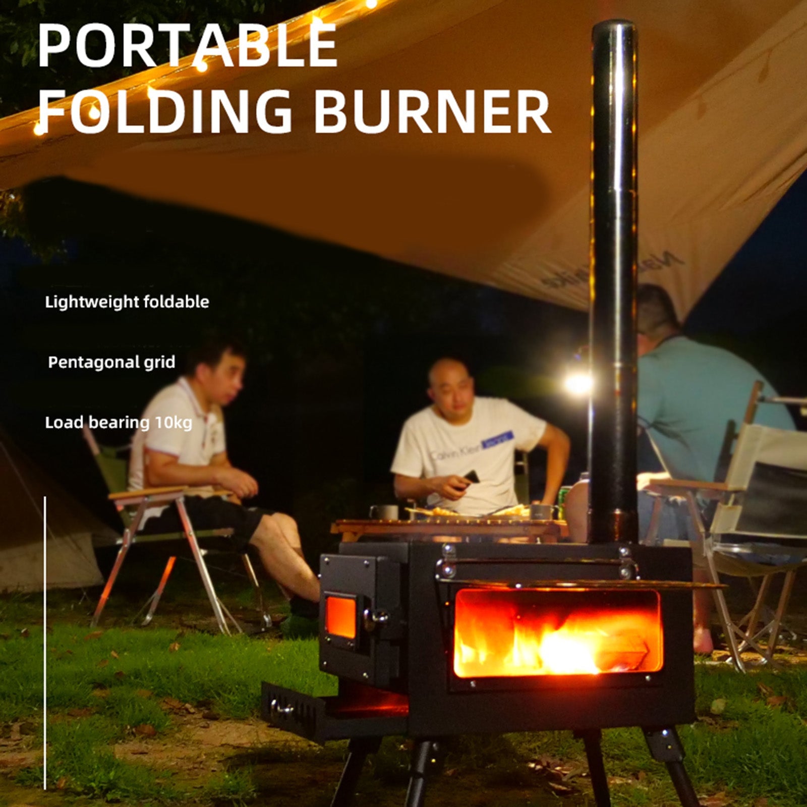 Outdoor Portable Tent Camping Wood Burning Stoves with Flue Pipe For Tent Cooking