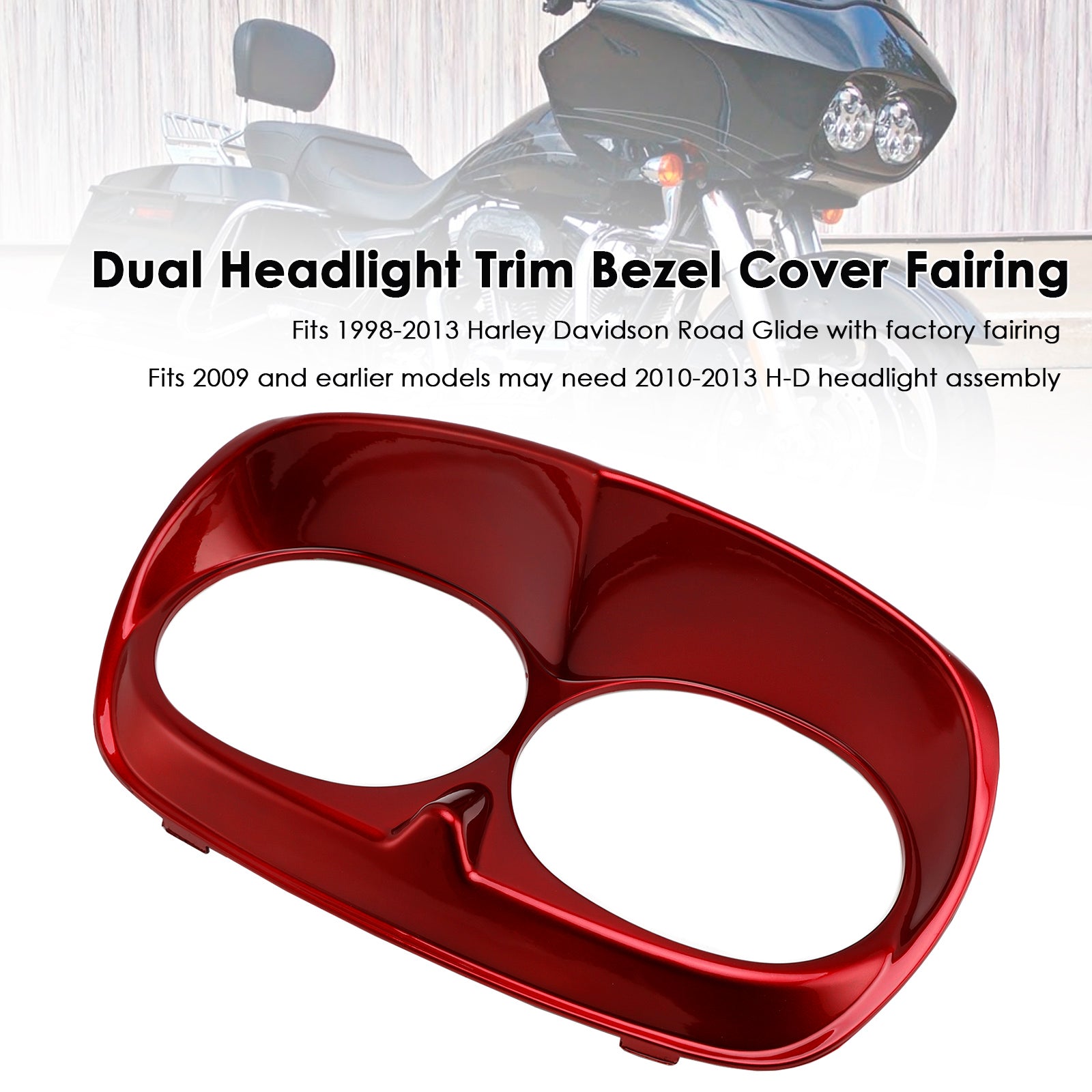 Dual Headlight Trim Bezel Cover Fairing For Road Glide 1998-2013