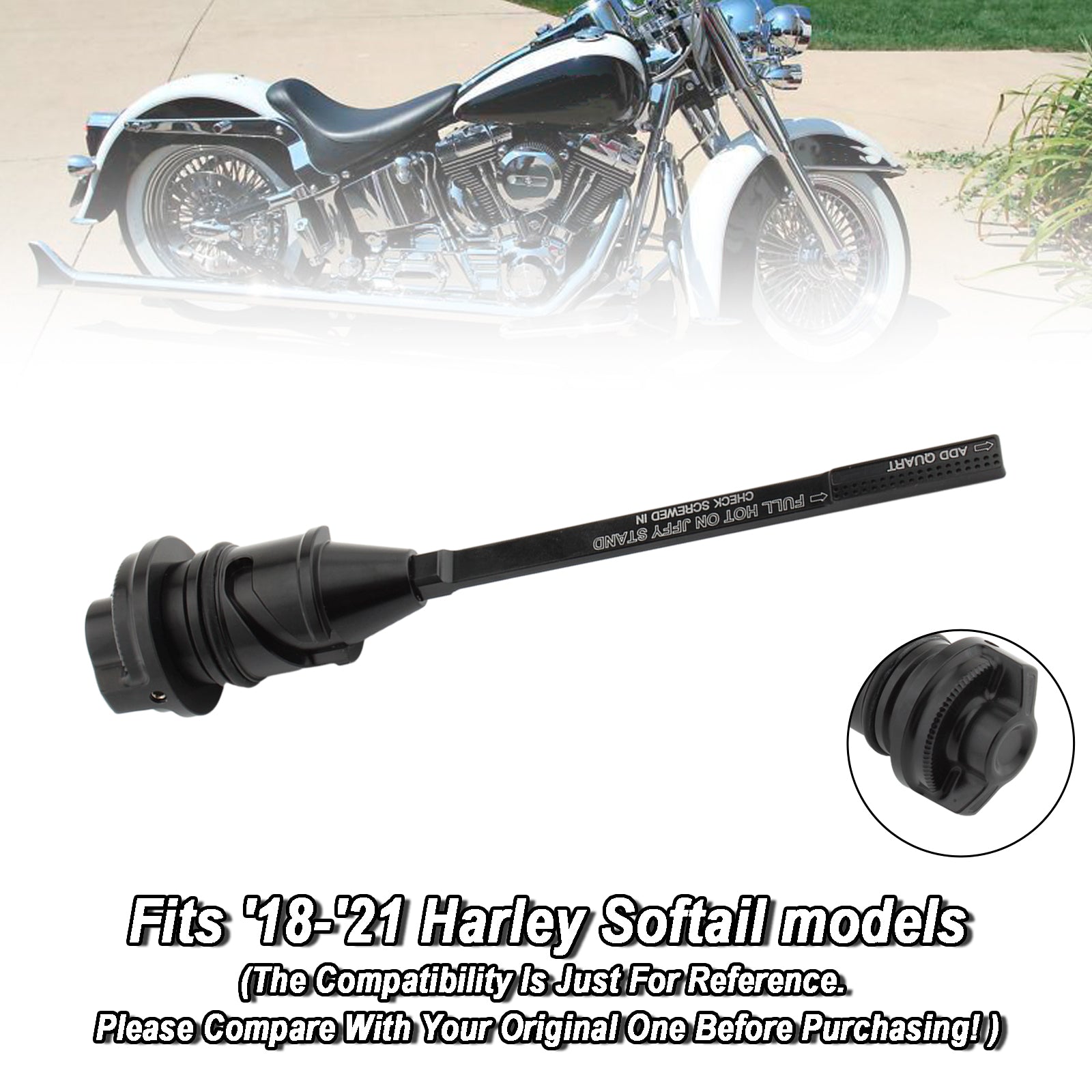 Oliepeilstok Tankdop Plug Geschikt voor Softail Breakout Fat Boy 114 Street Bob 18-22