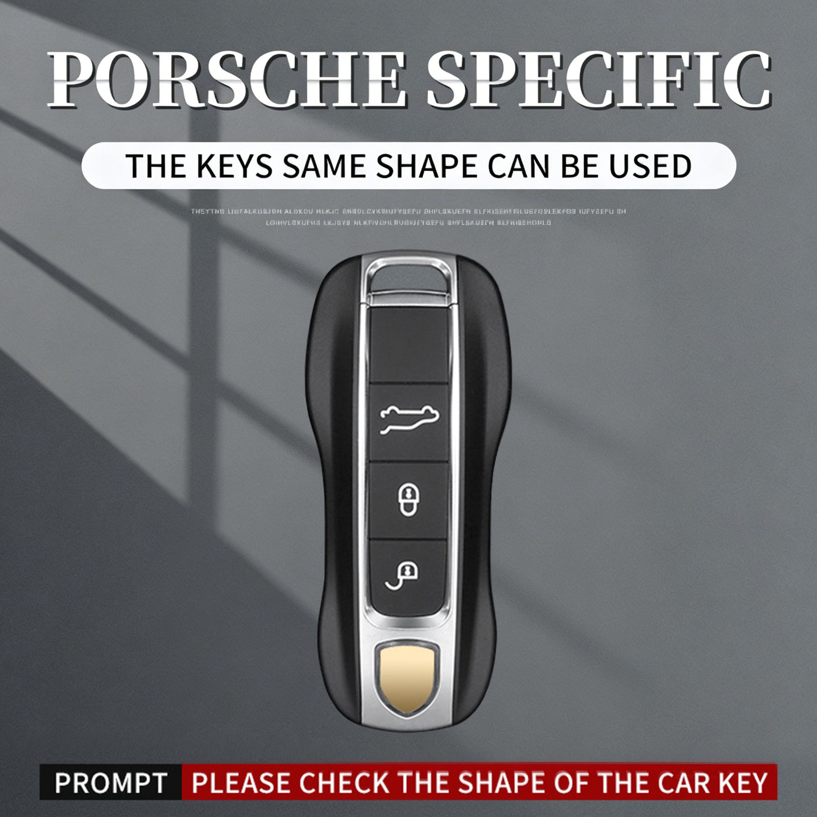 Aluminum Alloy TPU Silvery Car Key Case Cover With Buckle For Porsche Cayenne