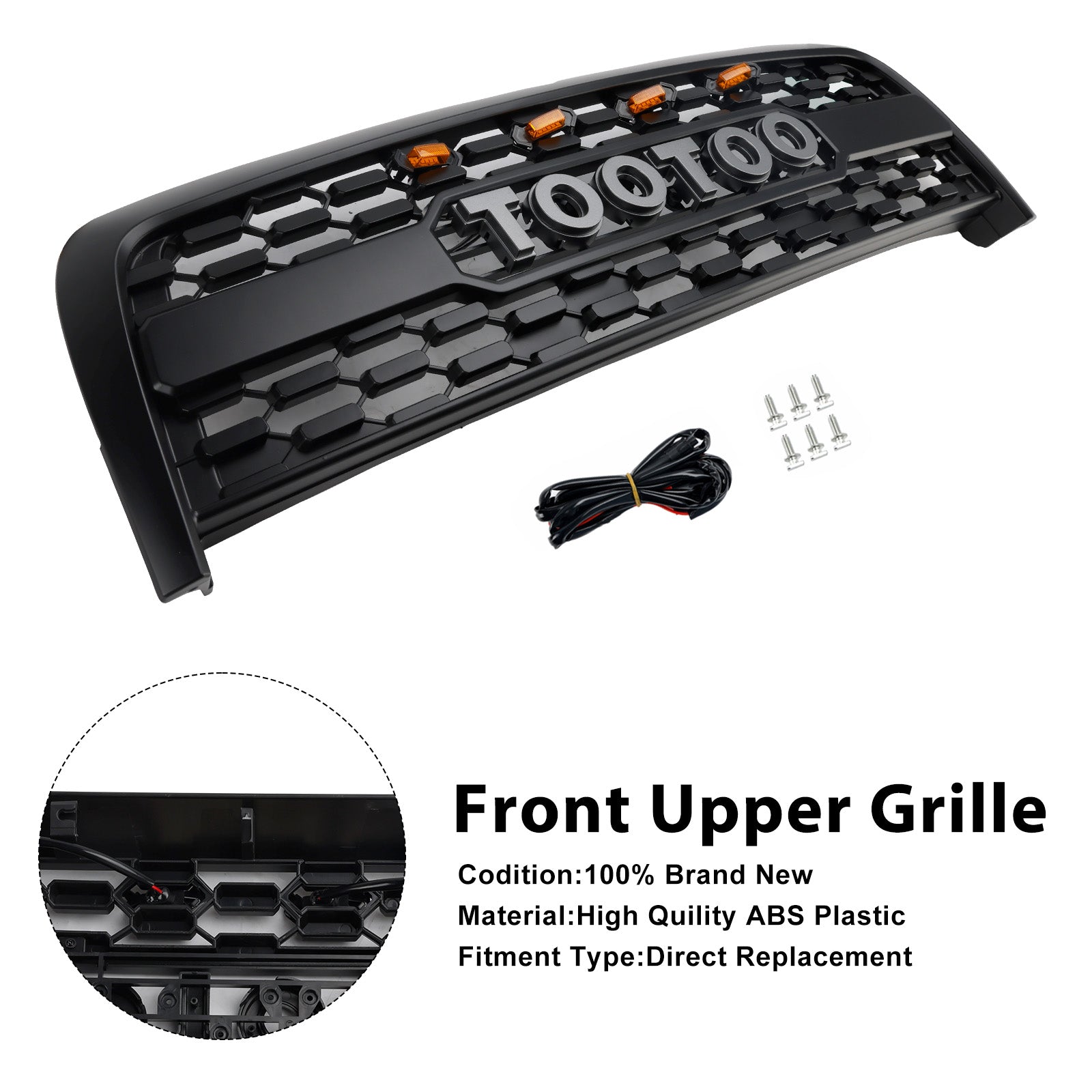 Matte Black Front Bumper Grill Grille Fit Toyota Tundra 2003-2006 W/Light