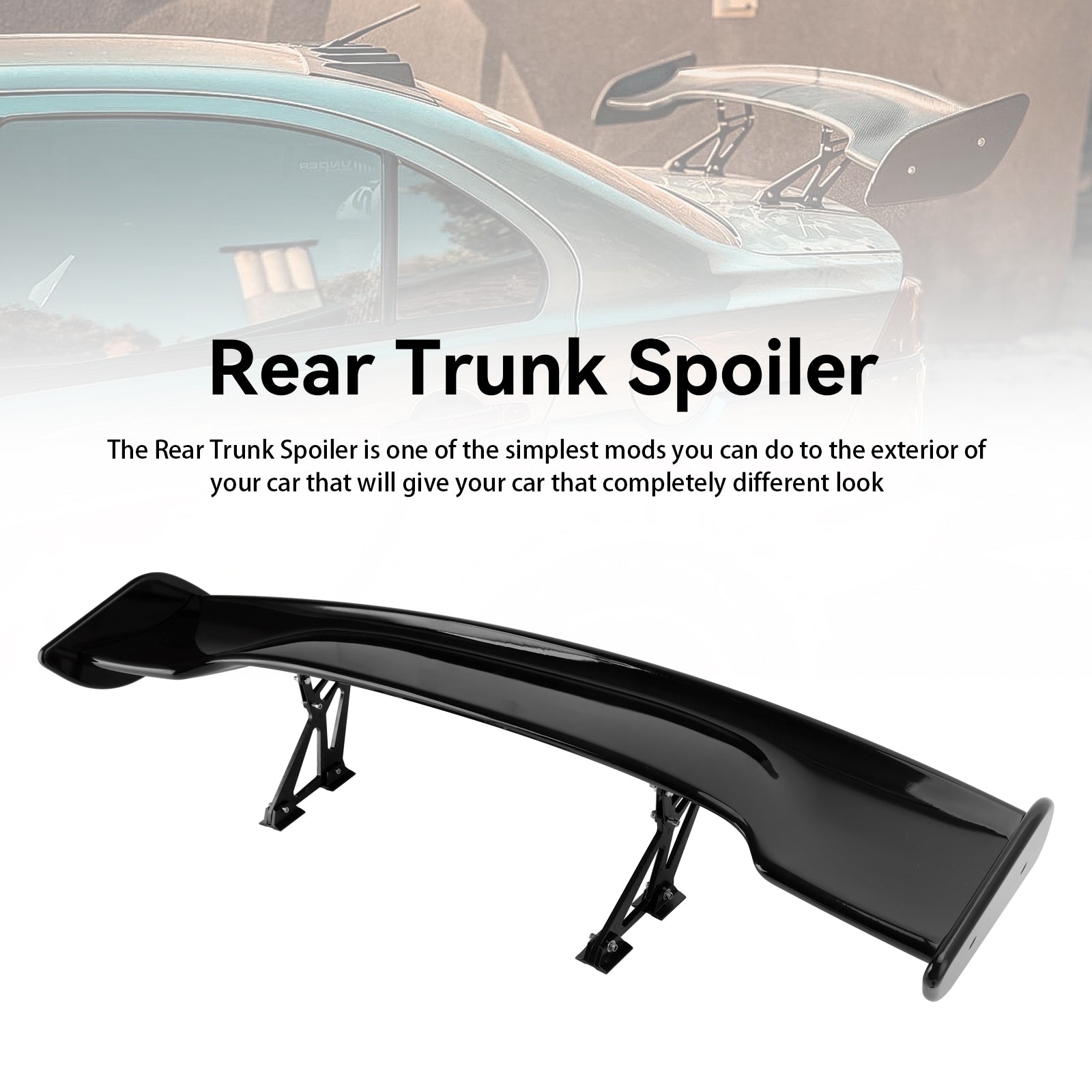 57 "145 cm Universal Racing Estilo GT Down Force Trunk Spoiler Asa Preto Brilhante