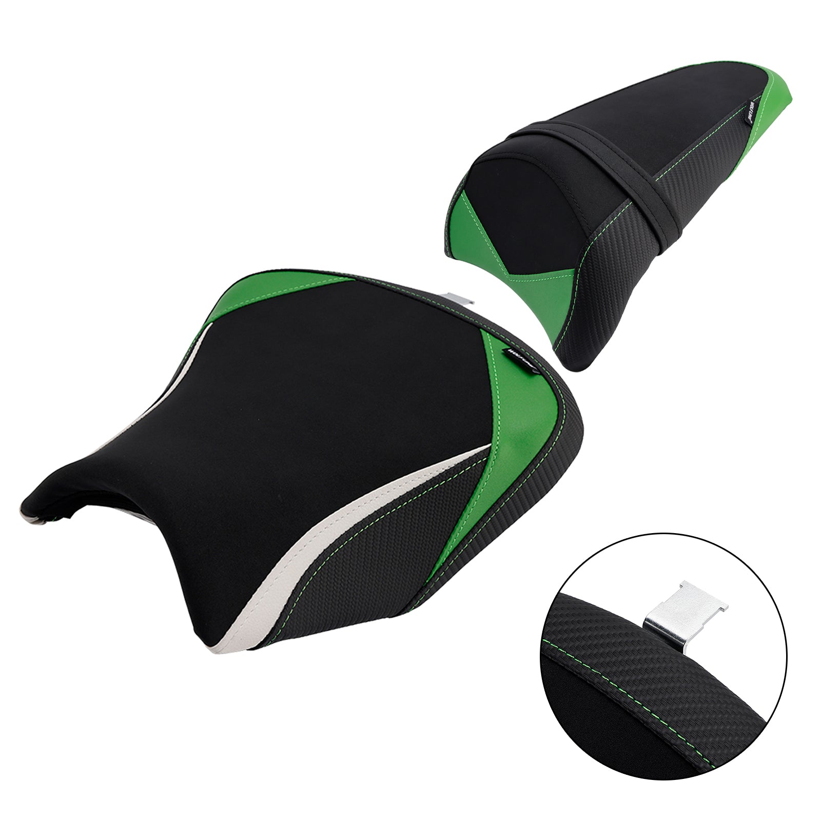 Driver&Passenger Seat Rear Cushion White For Kawasaki Ninja 650 Z650 2017-2025