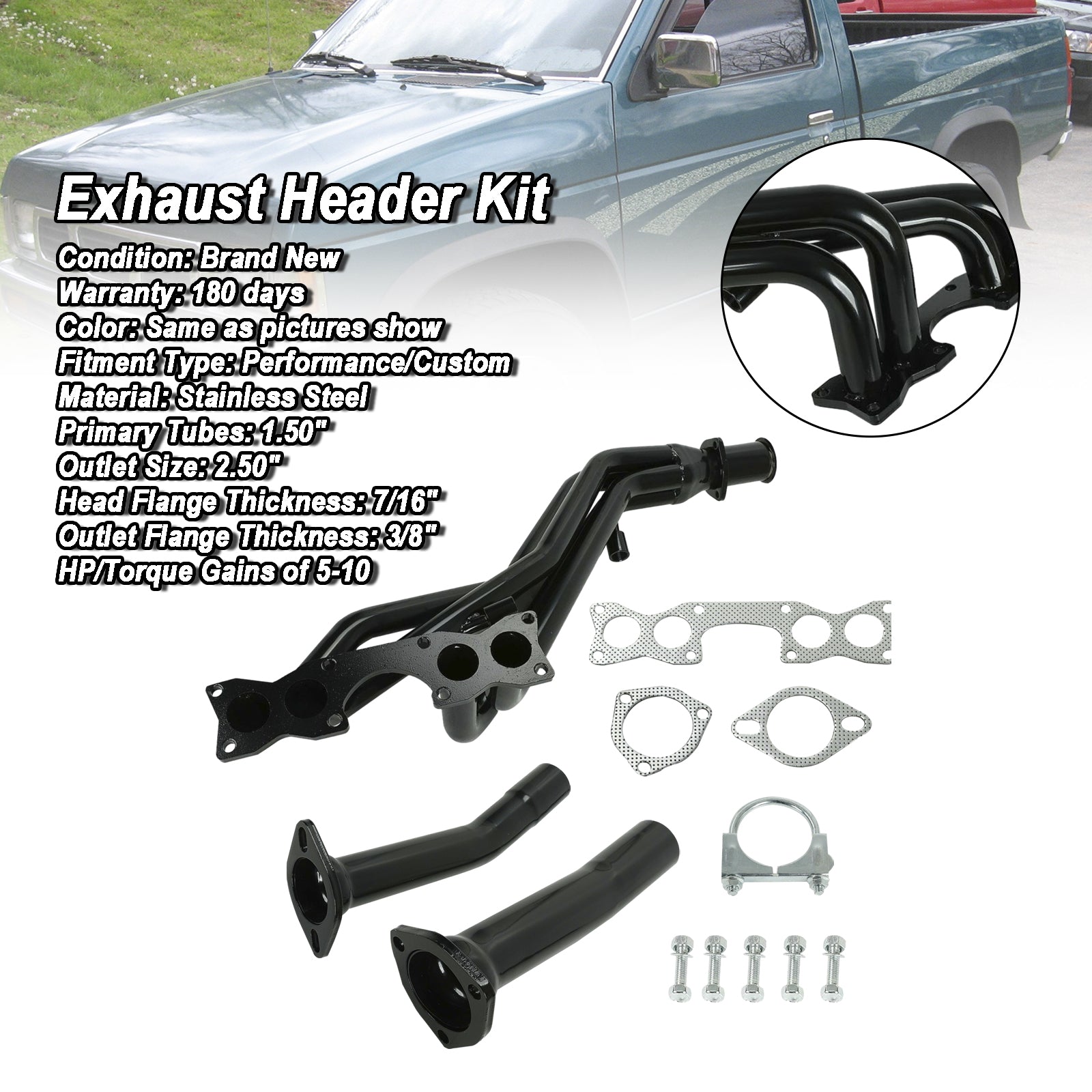 Collecteur en tête d'acier s'échappement Fit Nissan D21 Pickup 2.4L 1990-1995 Tri-y