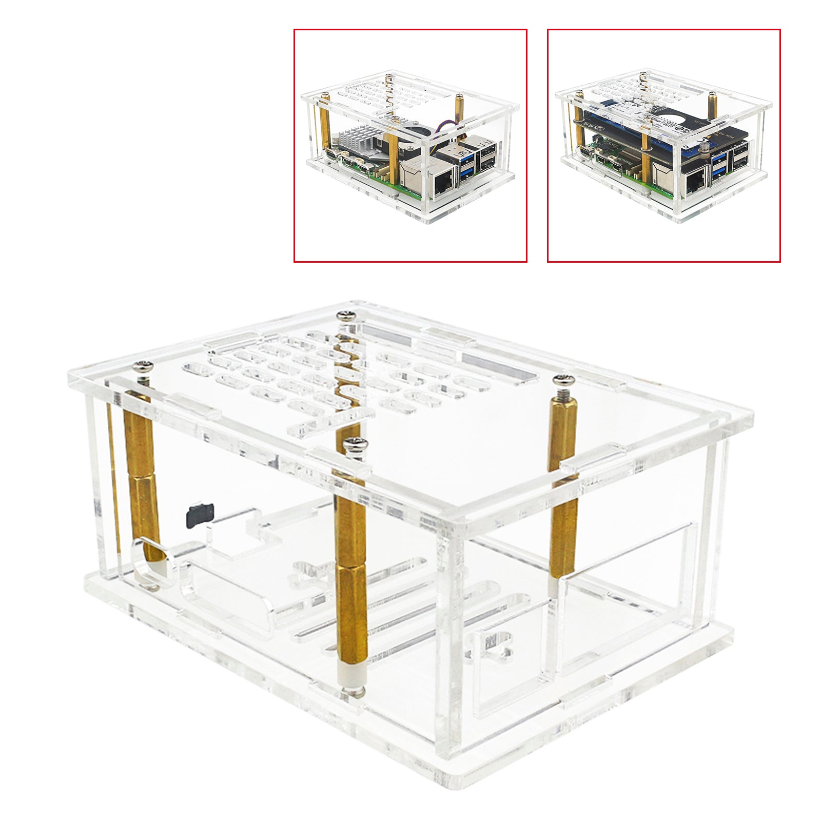 Raspberry Pi5 PCI-E Adapterbehuizing PCIe naar M.2 Adapterkaart Acrylboxradiator