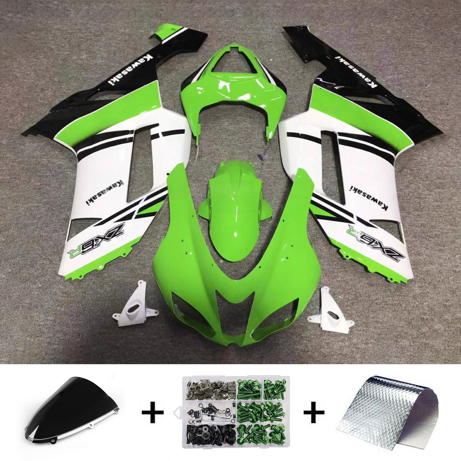 Kit carena iniezione carrozzeria in plastica ABS adatta per Kawasaki ZX6R 636 2007-2008