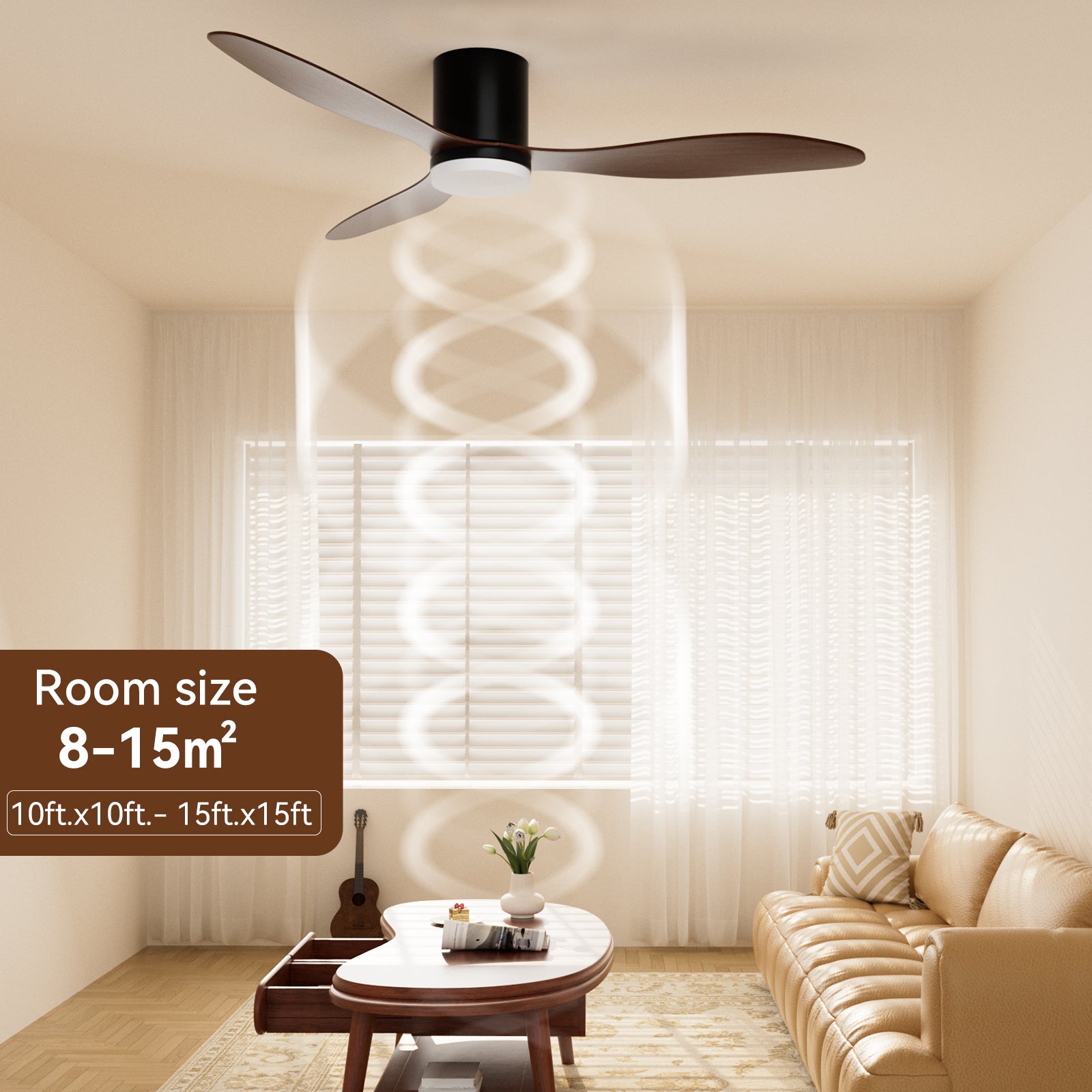 Motor CC 42" Ventilador de teto Profile com luzes, controle remoto/aplicativo, LED regulável